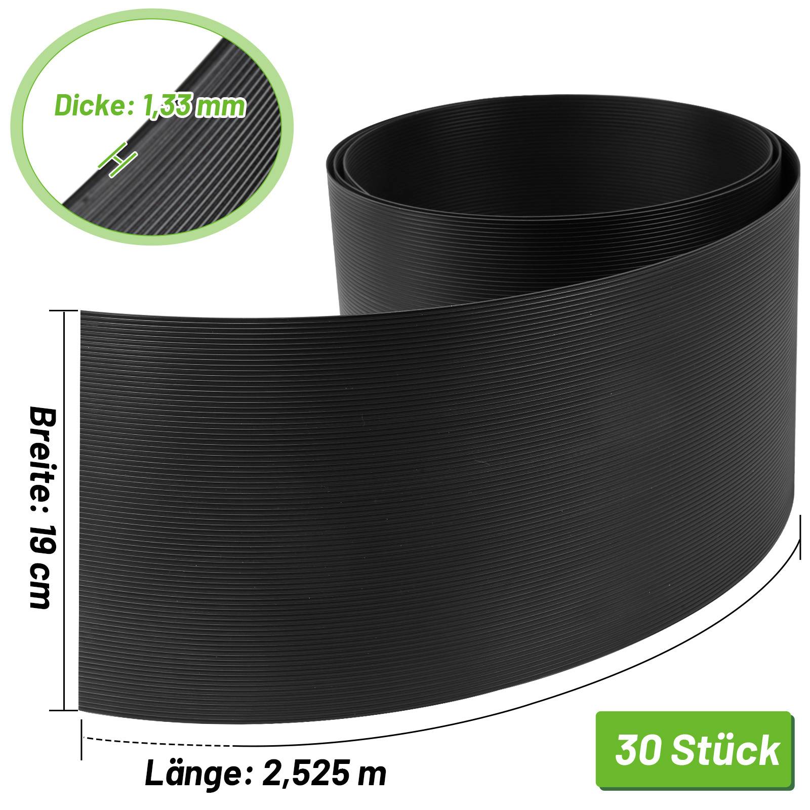 Sichtschutz Zaun 2,5x0,19m Dunkelgrau 30 Stück Hart PVC wind- & wasserdicht für Doppelstabmatten