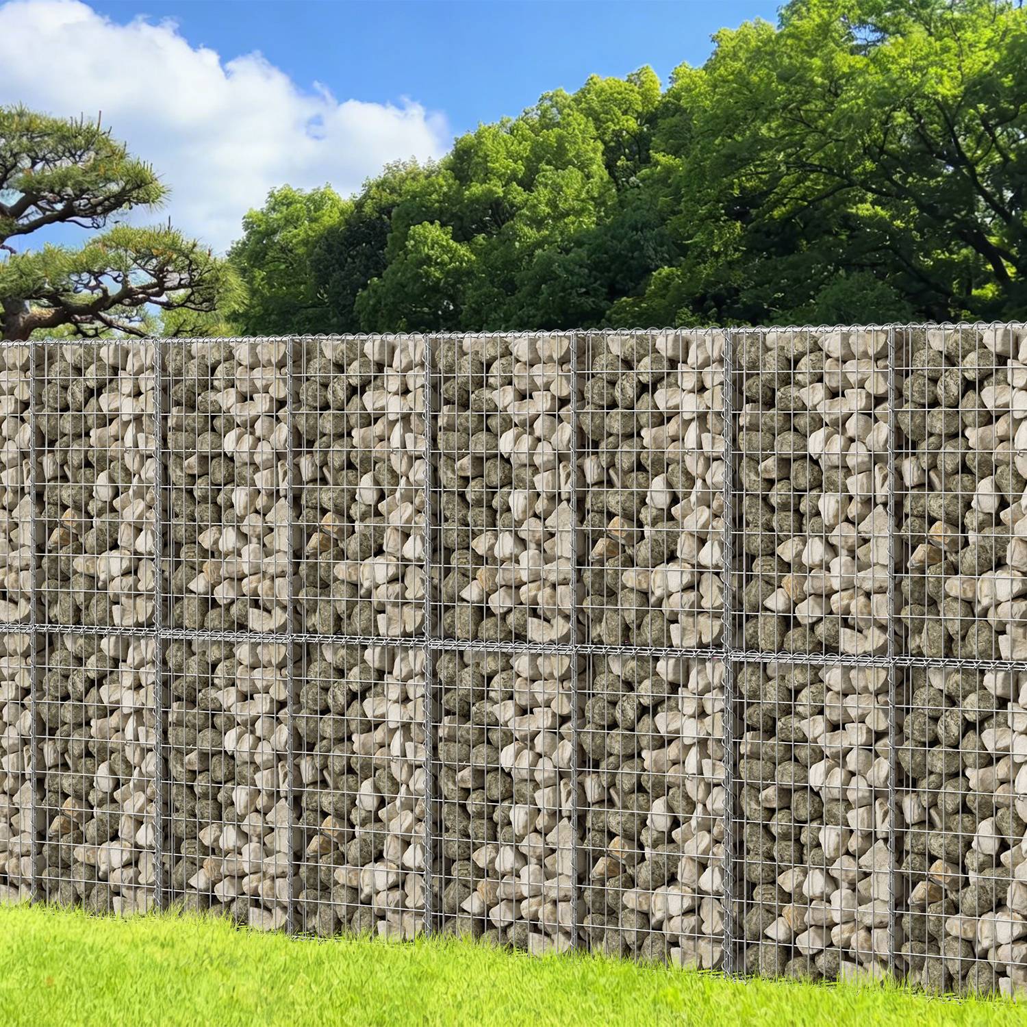 Gabione Steingabionen Steinkorb 100x80x30 cm Gabionen Wand Mauer Drahtkorb mit 4 Aufhängehaken