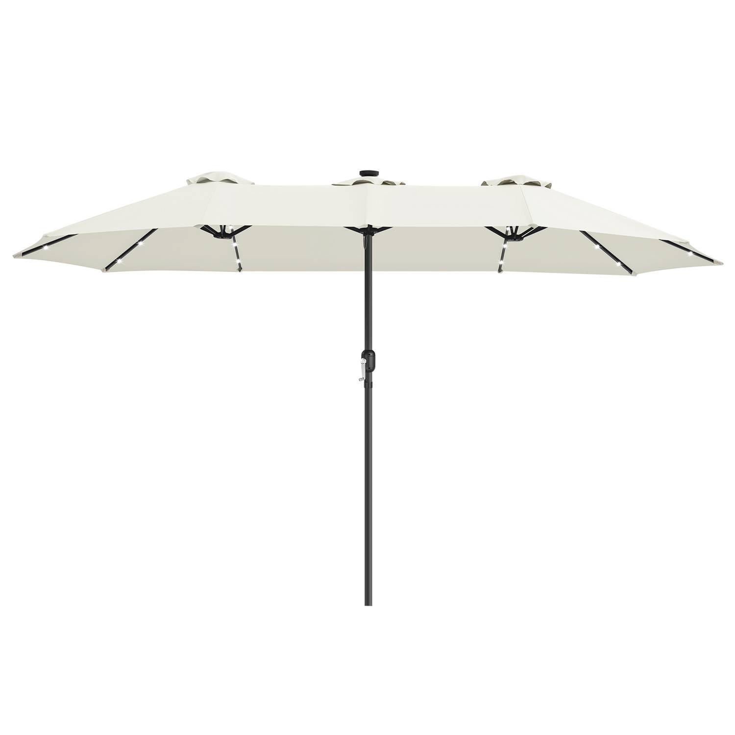 Dreiteiliger Sonnenschirm Creme mit LED – Extra breite Schirmfläche, XXL Gartenschirm mit Beleuchtung für Terrasse & Balkon