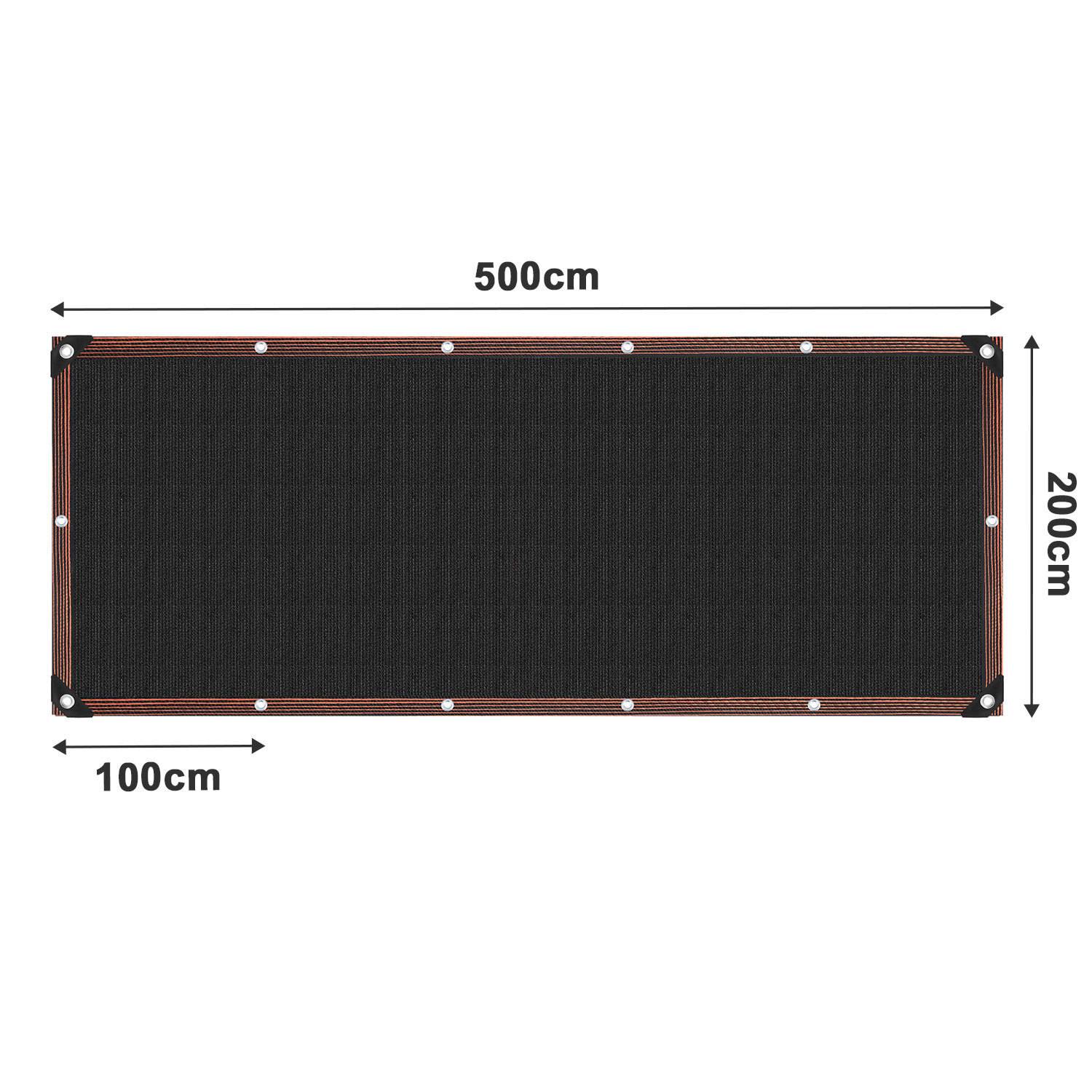 Schattiernetz 200x500 cm – Robustes HDPE Sonnenschutznetz für Terrasse & Garten, UV-beständig schwarz