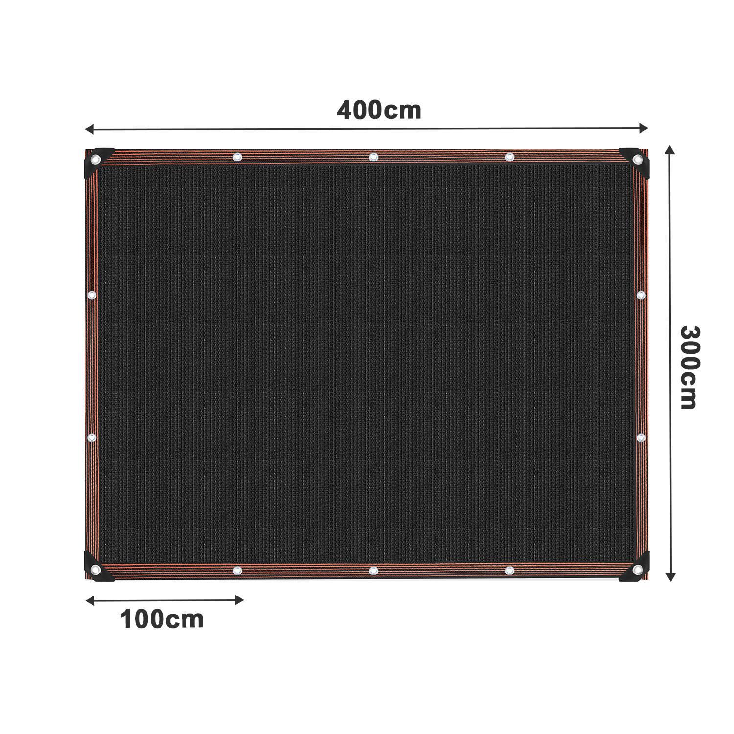Schattiernetz 300x400 cm – Strapazierfähiges Sonnenschutznetz für Terrasse, Balkon & Garten schwarz