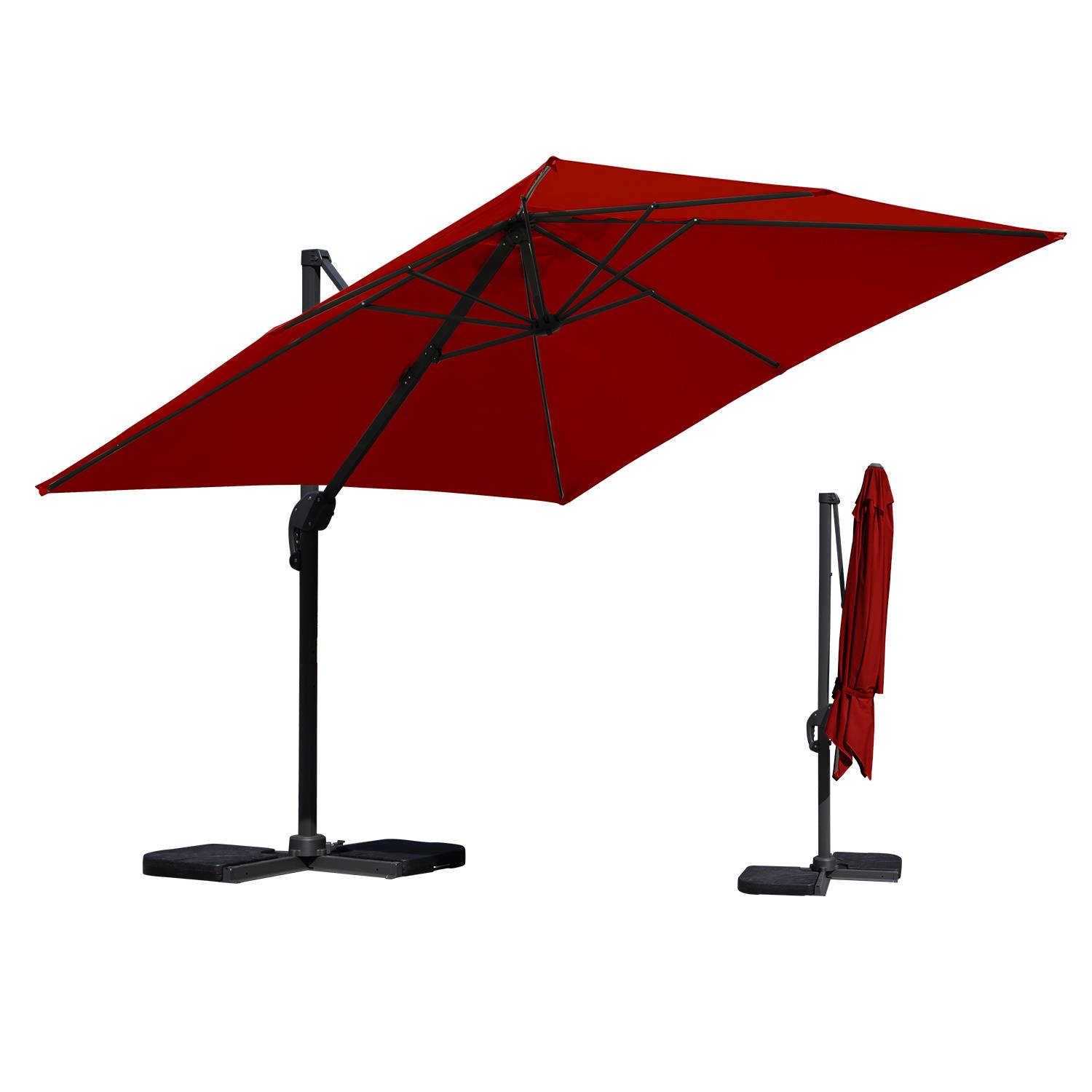 Sonnenschirm Rot Ø300 cm – Gartenschirm mit Kurbel, UV-Schutz & wasserabweisendem Bezug