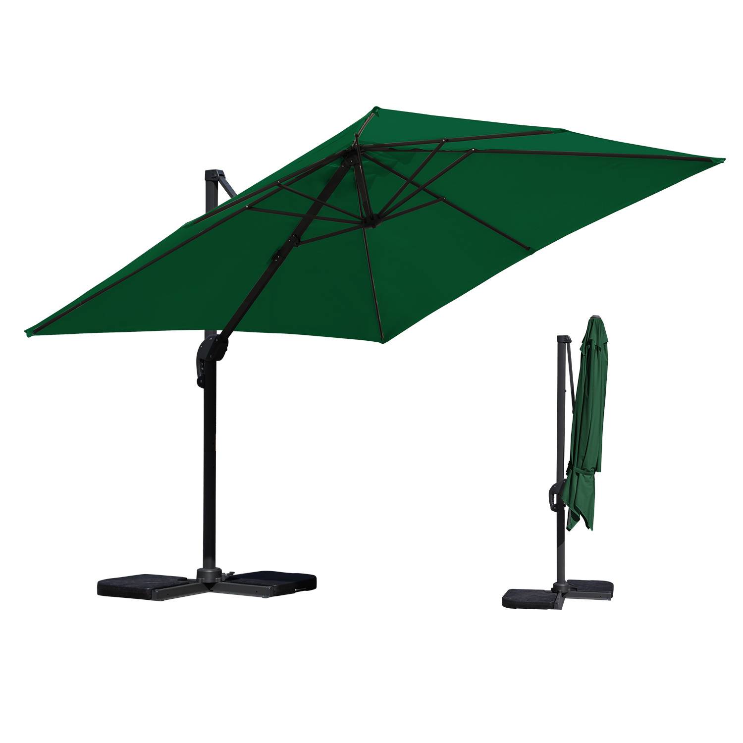 Sonnenschirm Grün Ø300 cm – Klassischer Gartenschirm mit Kurbel & UV-beständigem Stoff