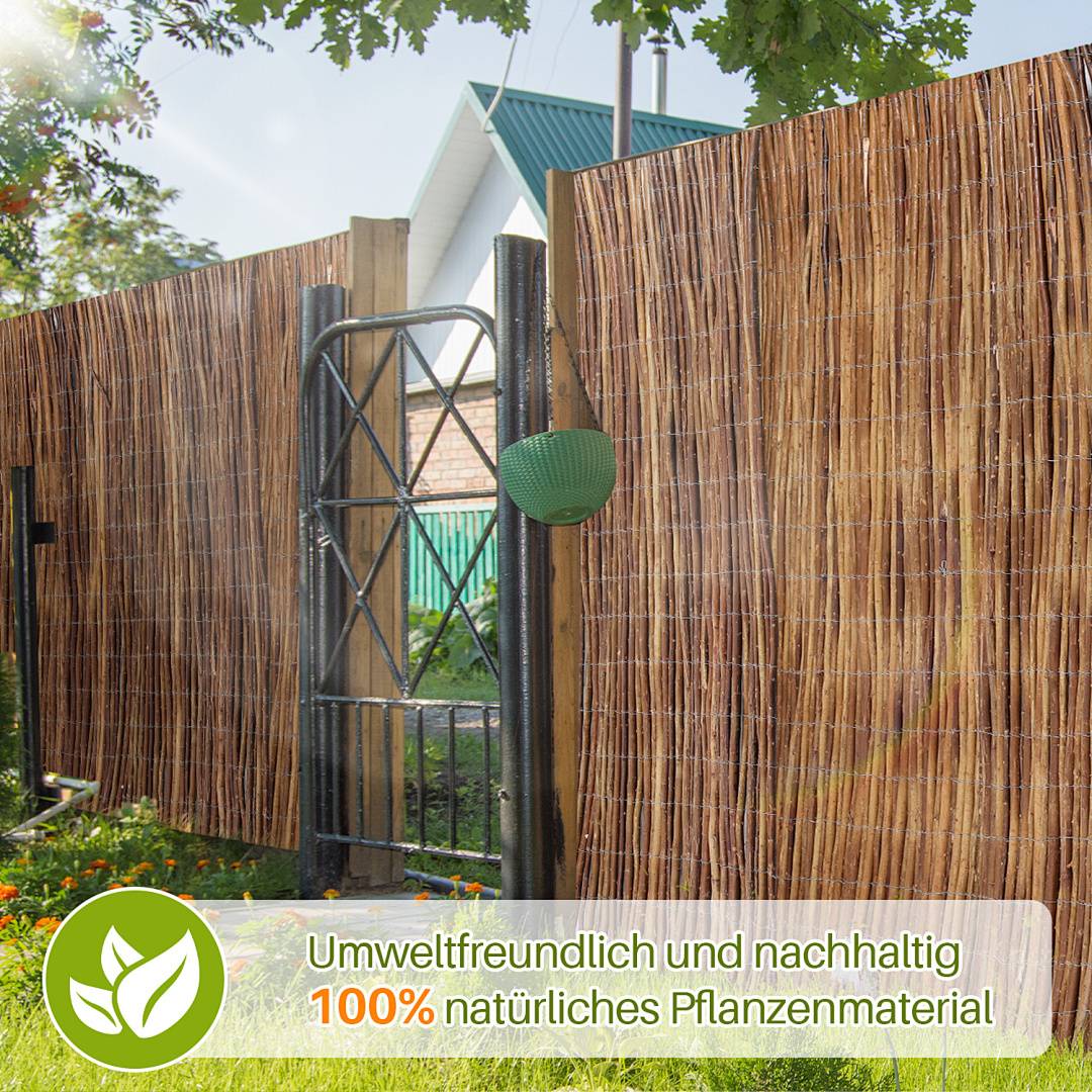 180 x 300 cm Weidenmatte Sichtschutz Natur – Weidenzaun blickdicht für Garten, Balkon & Terrasse