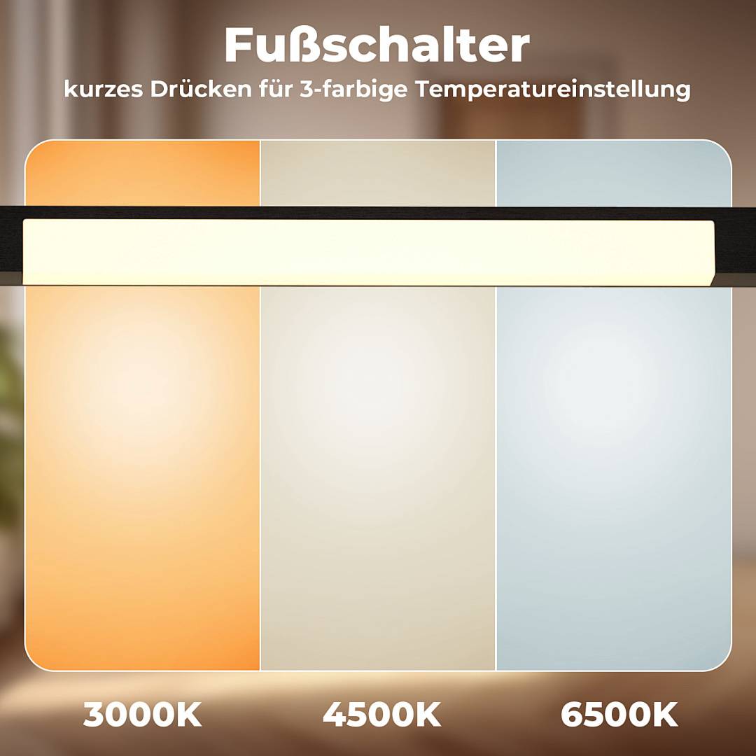 Stehlampe mit 4 LED-Stangen & Sektor 4 Regalen, Dimmbare Standleuchte mit Fußschalter, mit 3-stufig dimmbaren LED-Leuchten 163cm Stehleuchte für Woh