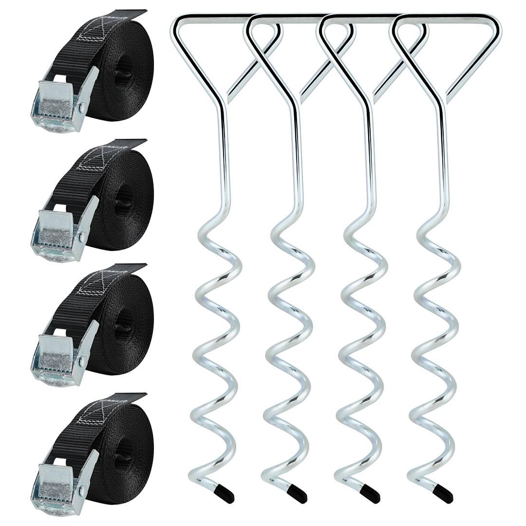 Bodenanker Trampolin Set (4 Stück) – 40cm Robuste Erdanker für Trampolin – Schraubanker zum Eindrehen zur sicheren Befestigung im Boden