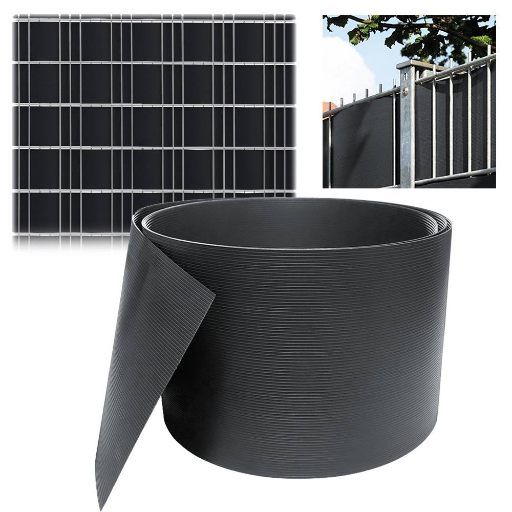 Sichtschutz Zaun 2,5x0,19m Dunkelgrau 20 Stück Hart PVC wind- & wasserdicht für Doppelstabmatten