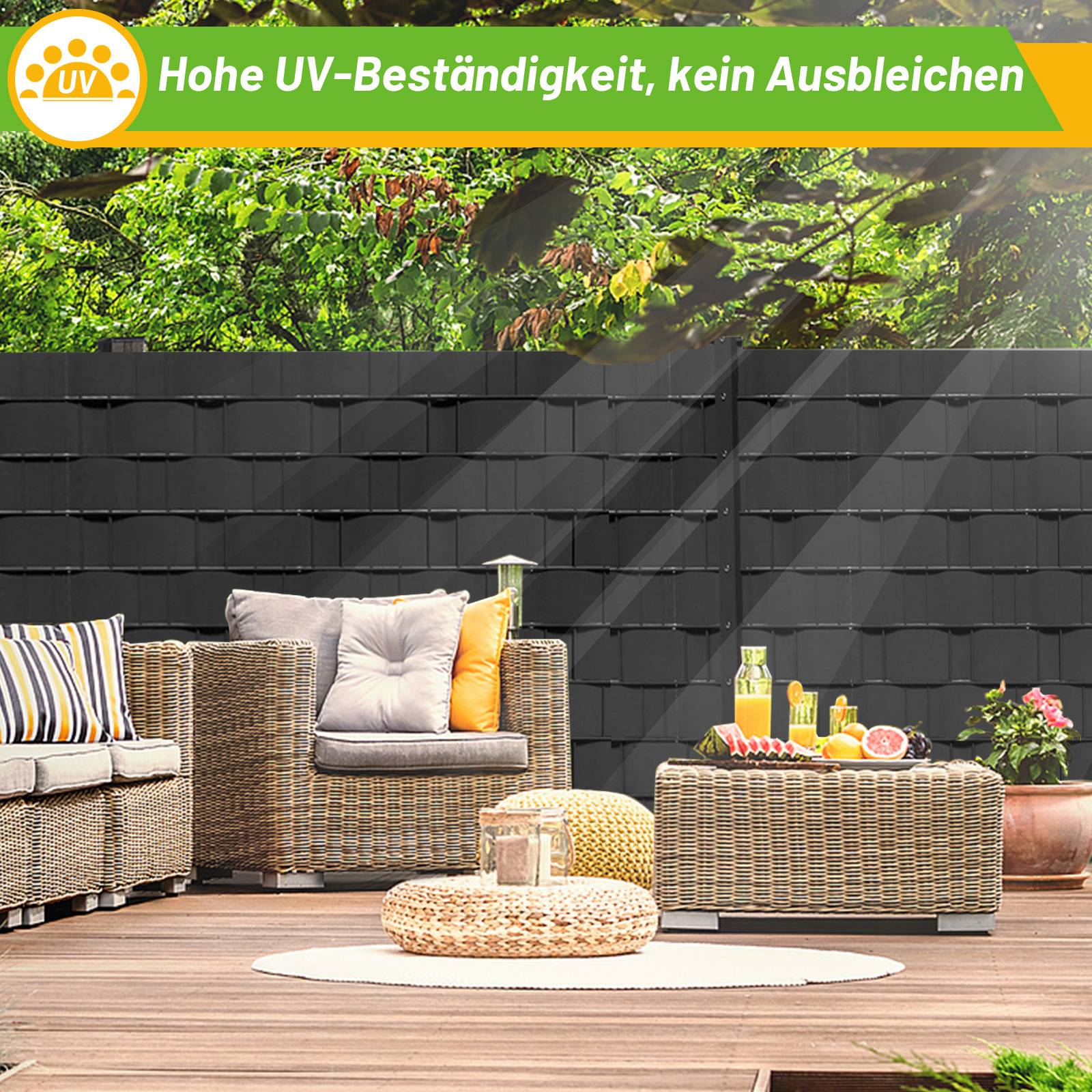 Sichtschutz Zaun 2,5x0,19m Dunkelgrau 30 Stück Hart PVC wind- & wasserdicht für Doppelstabmatten