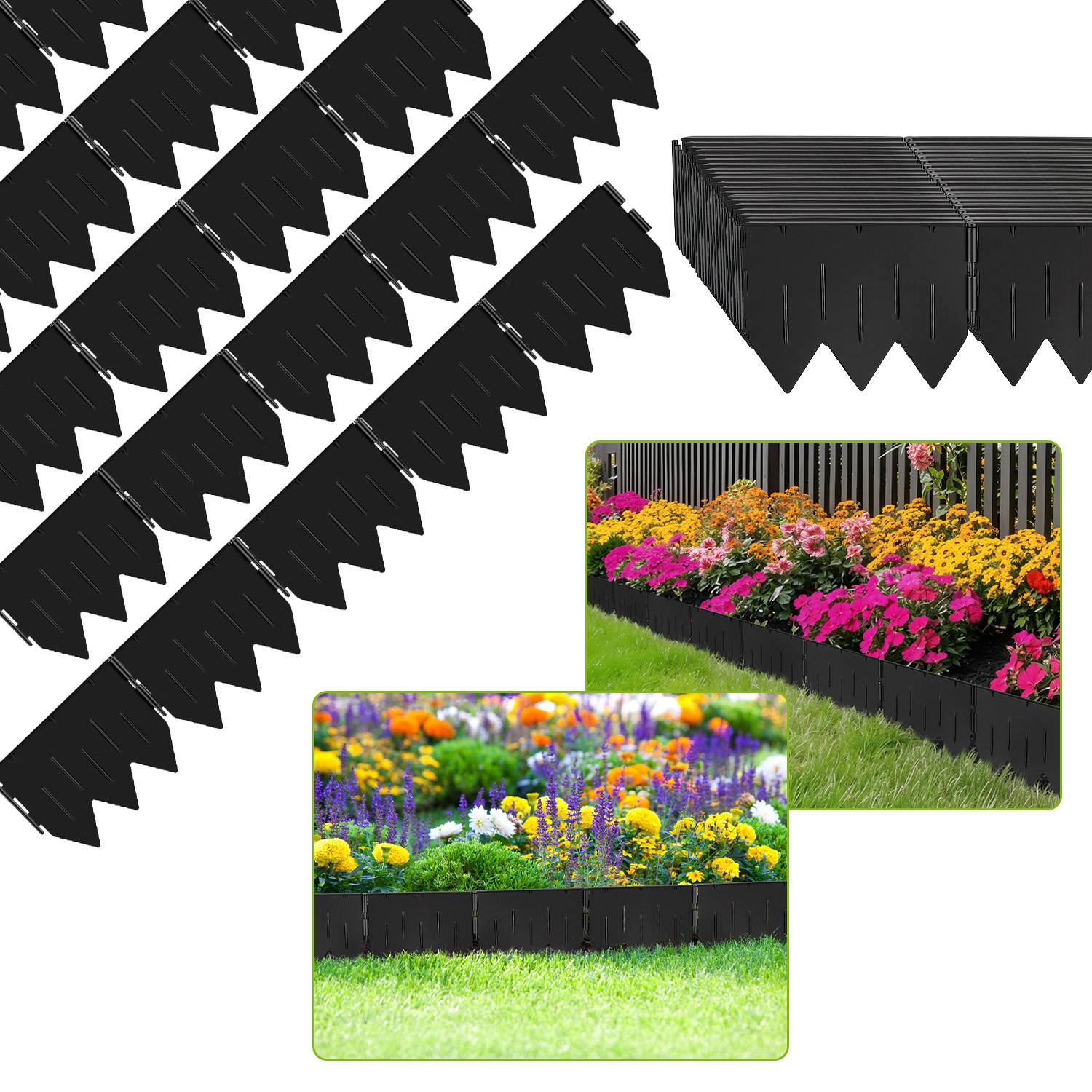 Rasenkante Beeteinfassung Beetbegrenzung 20m Länge 100-teilige Garten Border 20x15cm mit Dreikant-Profil - Biegsame PP-Kunststoff Rasenkanten