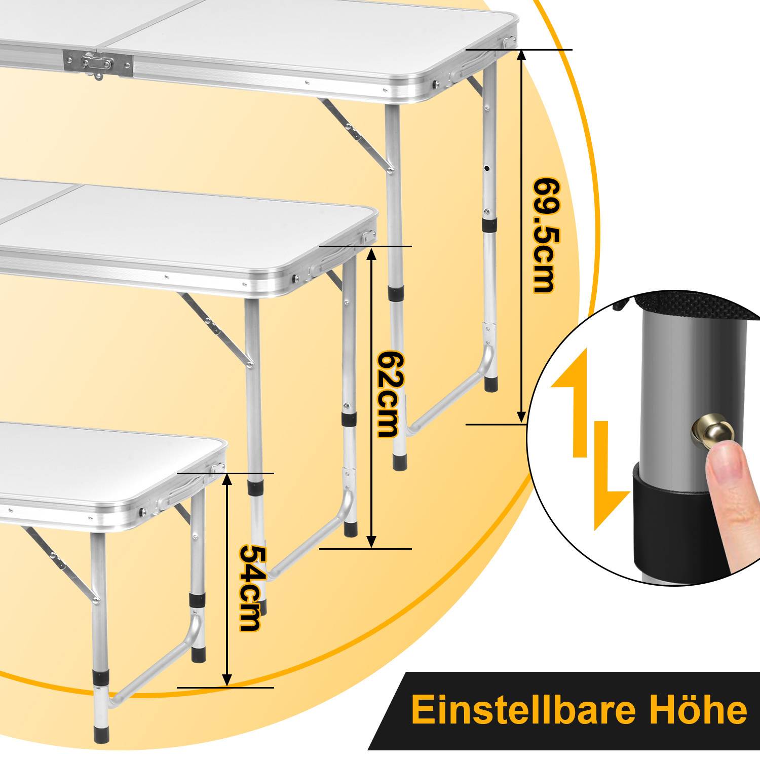 120 x 47 x 68 cm Faltbare Campingküche 2 Tische – Campingschrank Outdoor Küche Klapptisch mit Stauraum für Camping, Garten & Wohnmobil