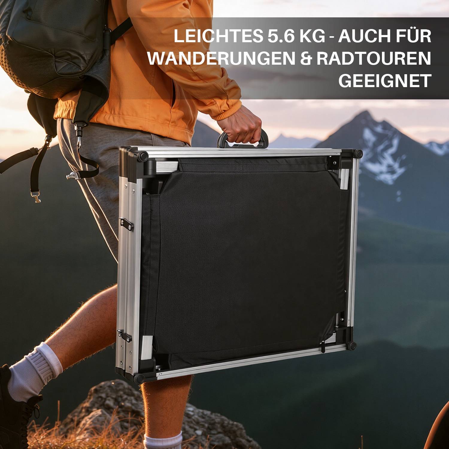 80 x 61 x 51 cm Campingküche Klappbar mit 1 Arbeitsplatte und 3 Schubladen, Schwarz – Outdoor Küchenstation für Camping, Garten & Wohnmobil
