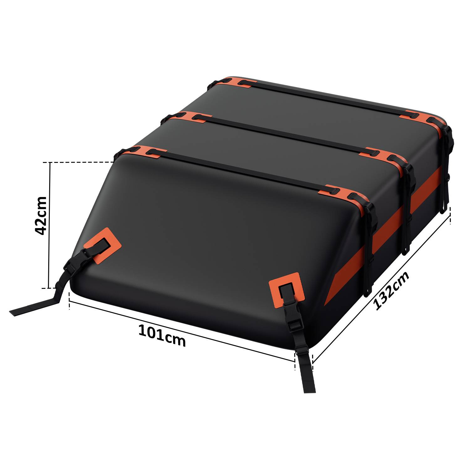 Dachgepäcktasche 21 Cubic Feet 700D Oxford Wasserdicht mit 8 Spanngurten & 6 Türhaken 132x101x42cm