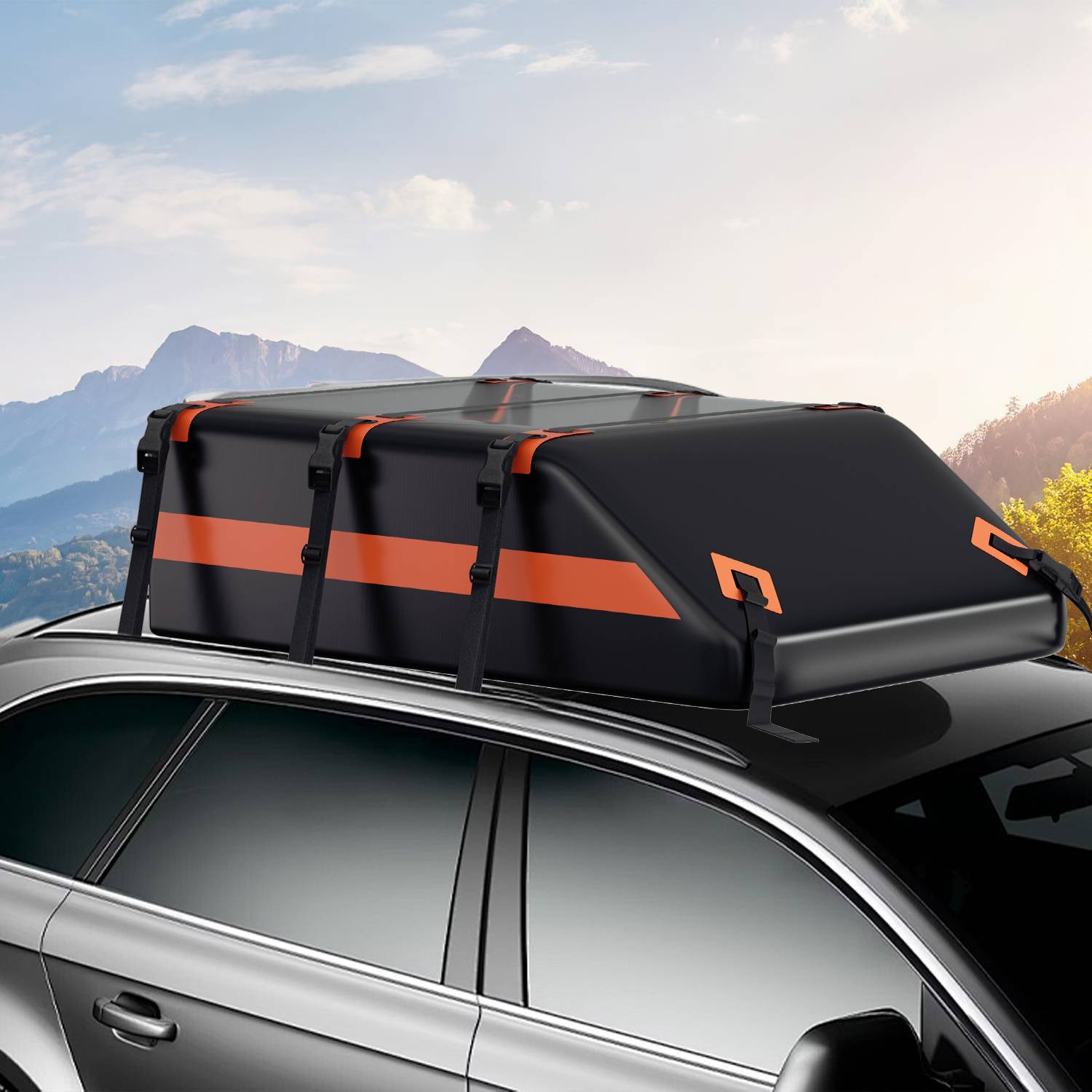 Dachgepäcktasche 21 Cubic Feet 700D Oxford Wasserdicht mit 8 Spanngurten & 6 Türhaken 132x101x42cm