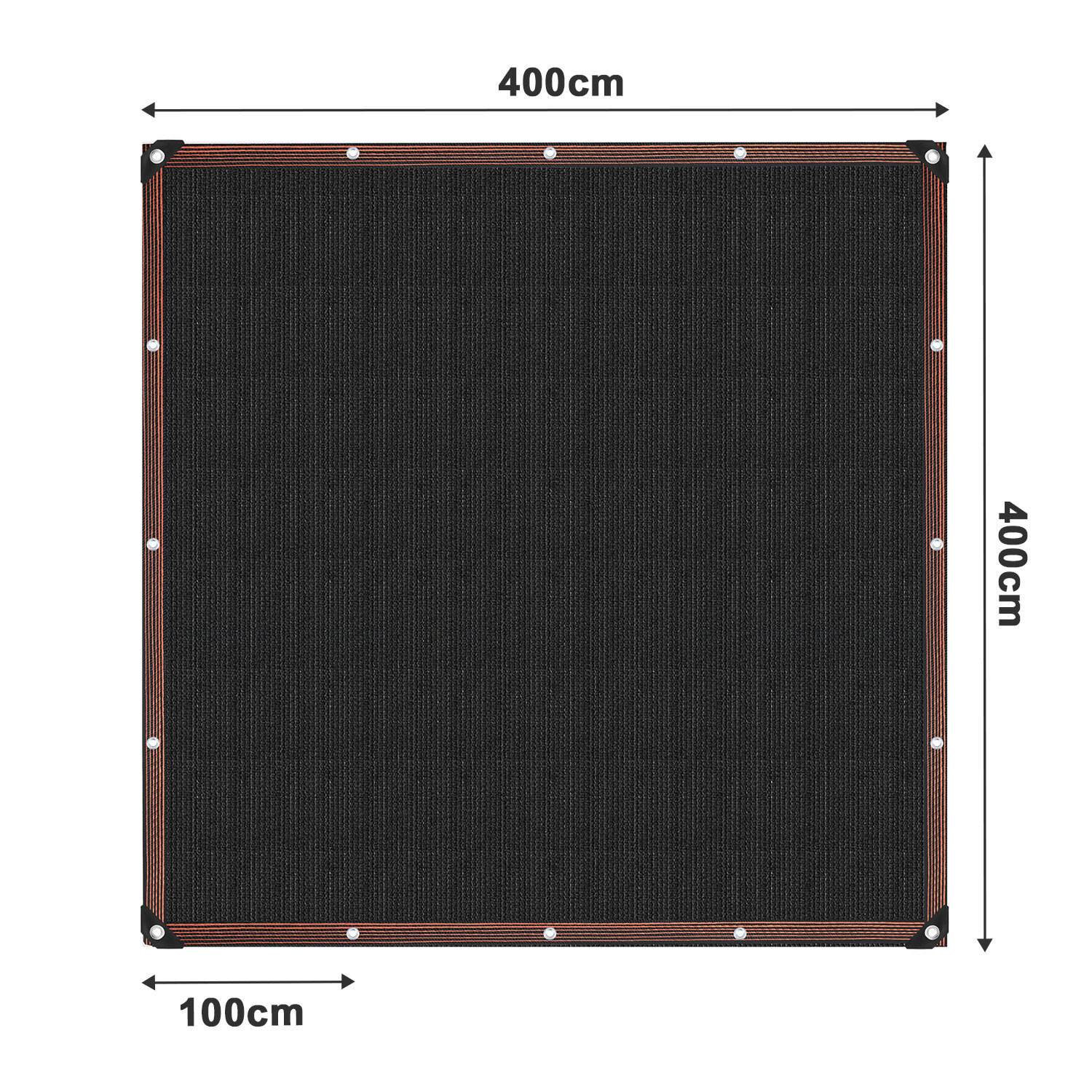 Schattiernetz 400x400 cm – Quadratisches HDPE Sonnenschutznetz für Terrasse & Garten schwarz