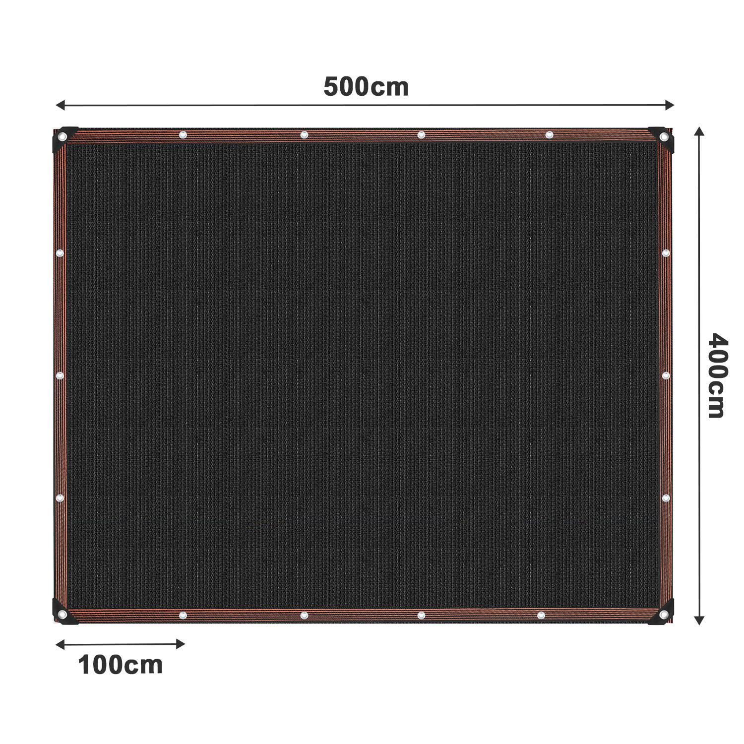 Schattiernetz 400x500 cm – Großflächiges Sonnenschutznetz für Garten, Balkon & Pergola schwarz
