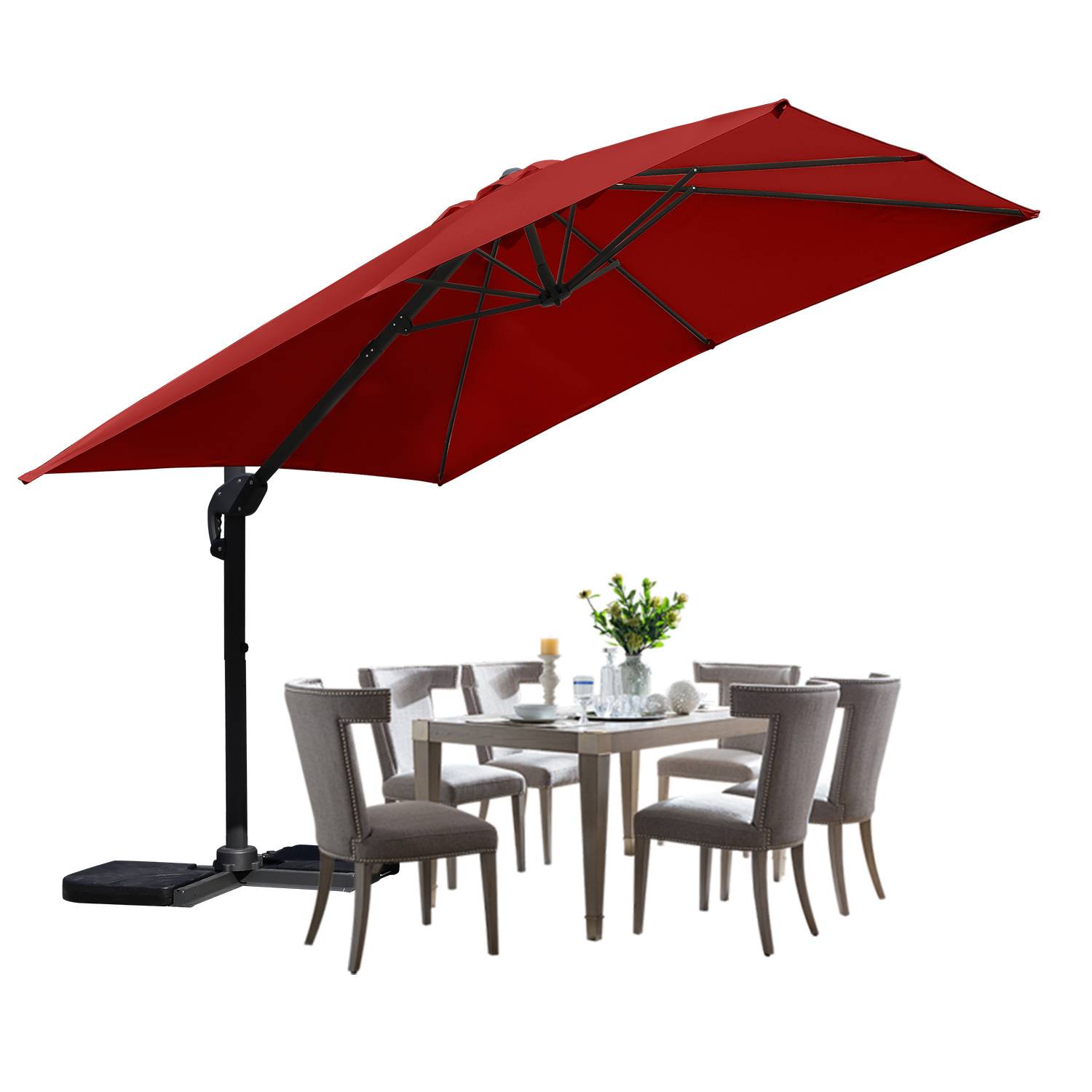 Sonnenschirm Rot Ø300 cm – Gartenschirm mit Kurbel, UV-Schutz & wasserabweisendem Bezug