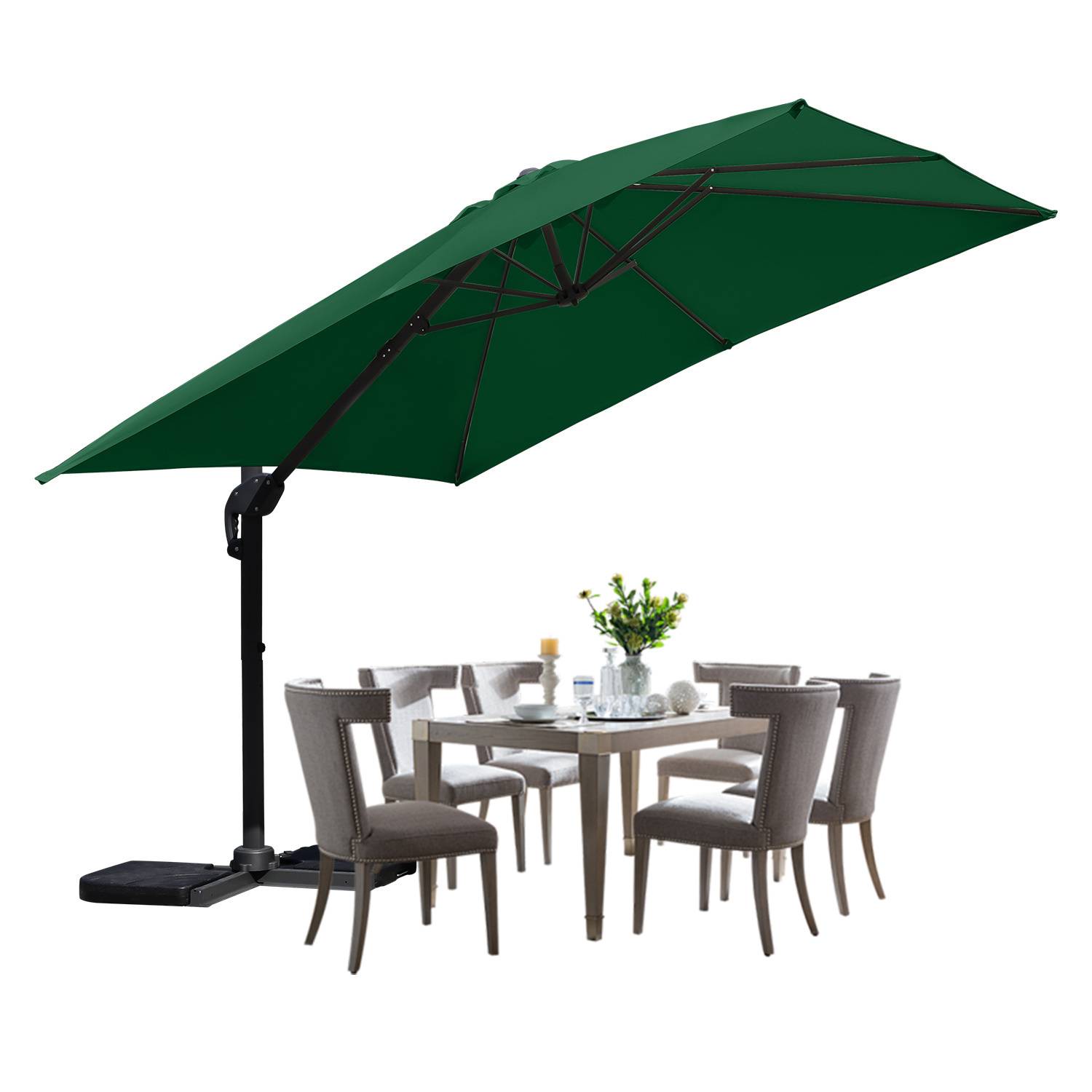 Sonnenschirm Grün Ø300 cm – Klassischer Gartenschirm mit Kurbel & UV-beständigem Stoff