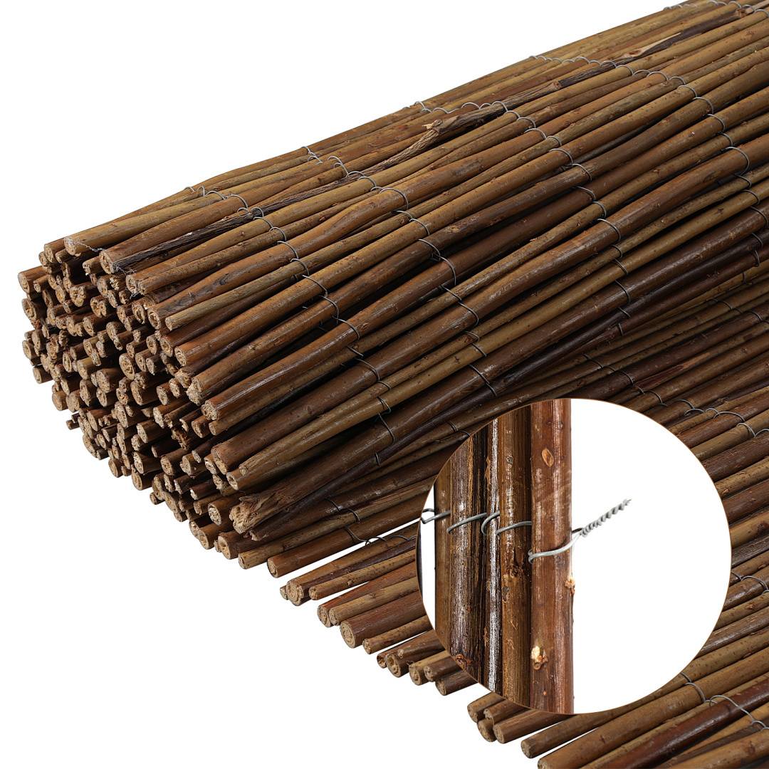 80 x 500 cm Weidenmatte Sichtschutz Natur – Weidenzaun blickdicht für Garten, Balkon & Terrasse