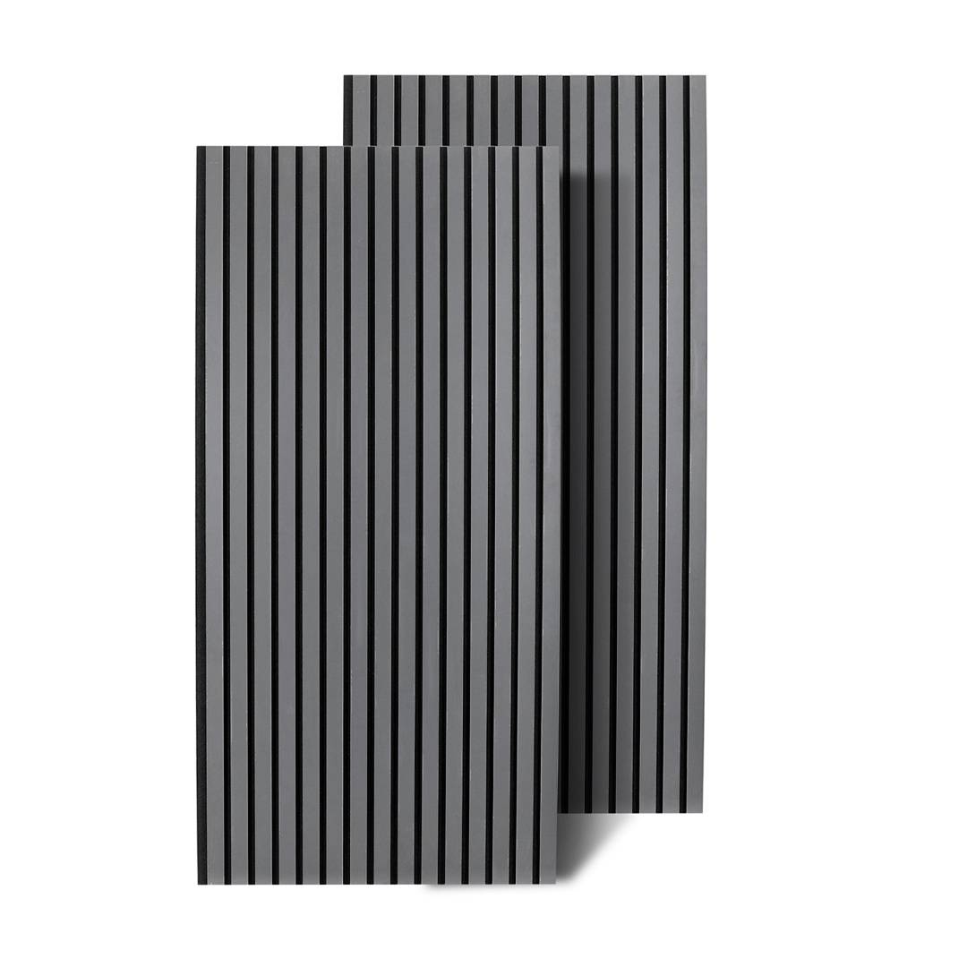 8x Akustikpaneele Holz 120x60cm Grau 3D Wandpaneele MDF Lamellenwand Schallschutz Akustikplatten