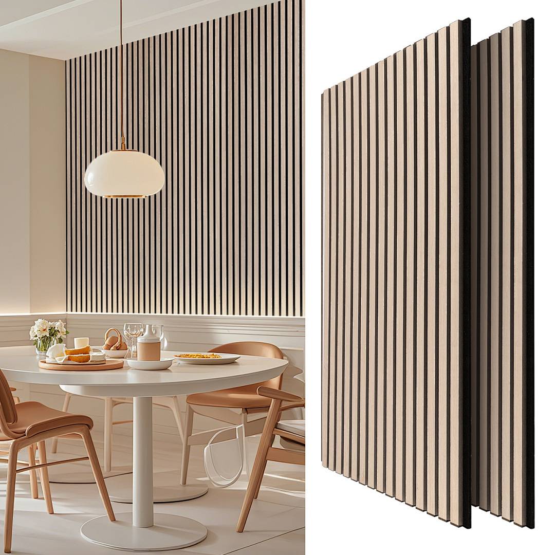 2x Akustikpaneele Selbstklebend 3D Wandpaneele MDF Lamellenwand Schallschutz Akustikplatten Wandverkleidung