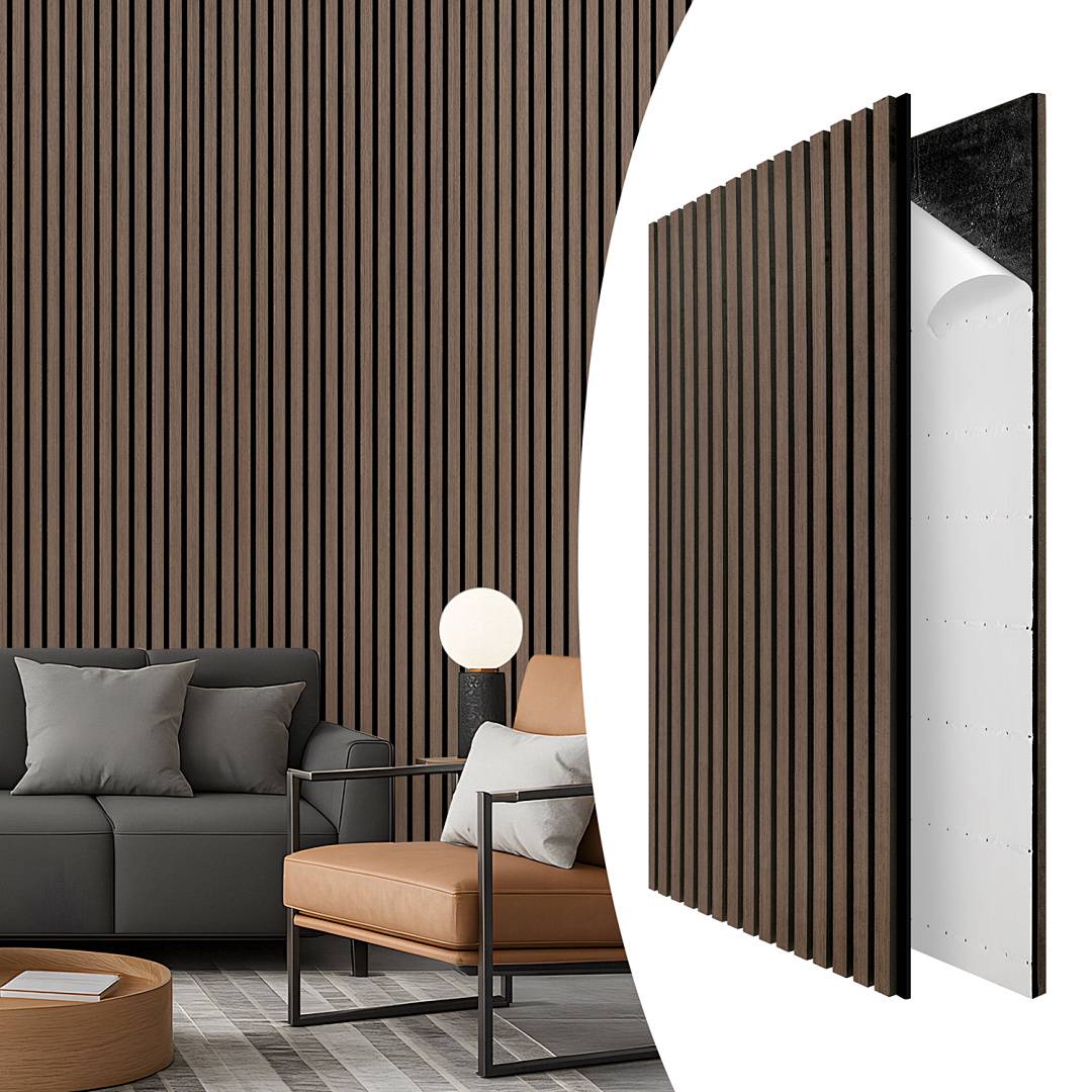 2x Akustikpaneele Selbstklebend 3D Wandpaneele MDF Lamellenwand Schallschutz Akustikplatten Wandverkleidung