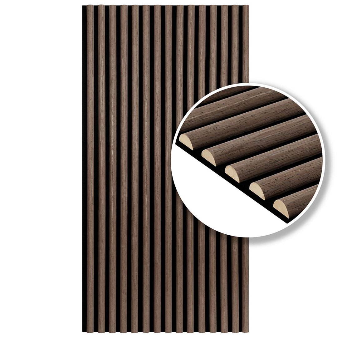 1x Akustikpaneele Halbrund 120x60cm Walnuss 3D Rillenpaneel MDF Lamellenwand Schallschutz Design