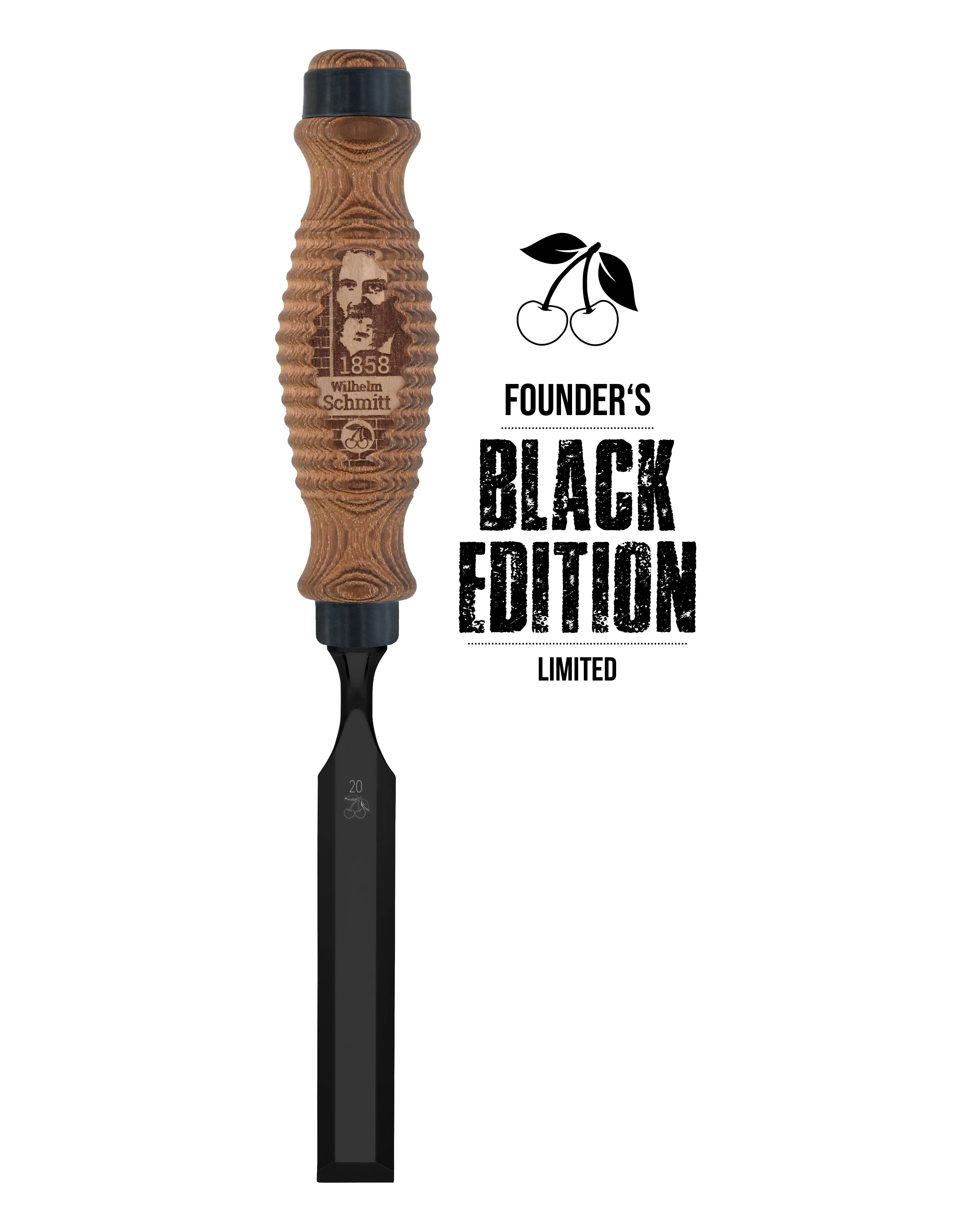 KIRSCHEN Founder's Black Edition Stechbeitel 20 mm mit graviertem Akazienholzheft Sonderedition