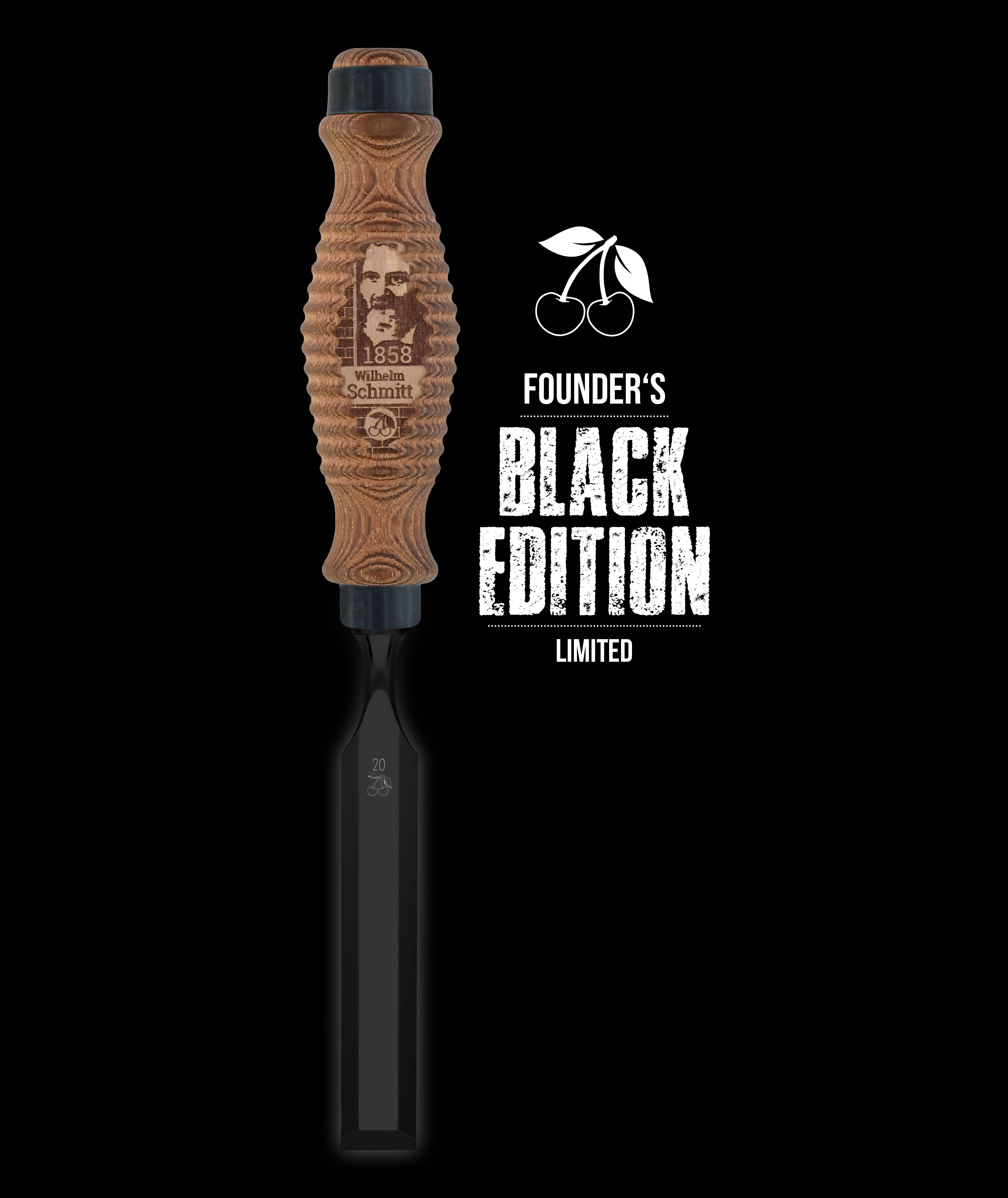 KIRSCHEN Founder's Black Edition Stechbeitel 20 mm mit graviertem Akazienholzheft Sonderedition