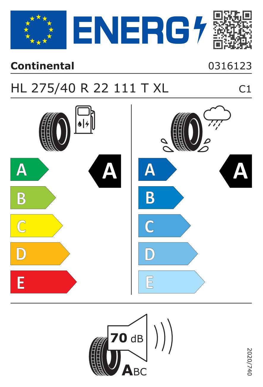Continental EcoContact 7 ( HL275/40 R22 111T XL EVc, MO-V, mit Felgenrippe )
