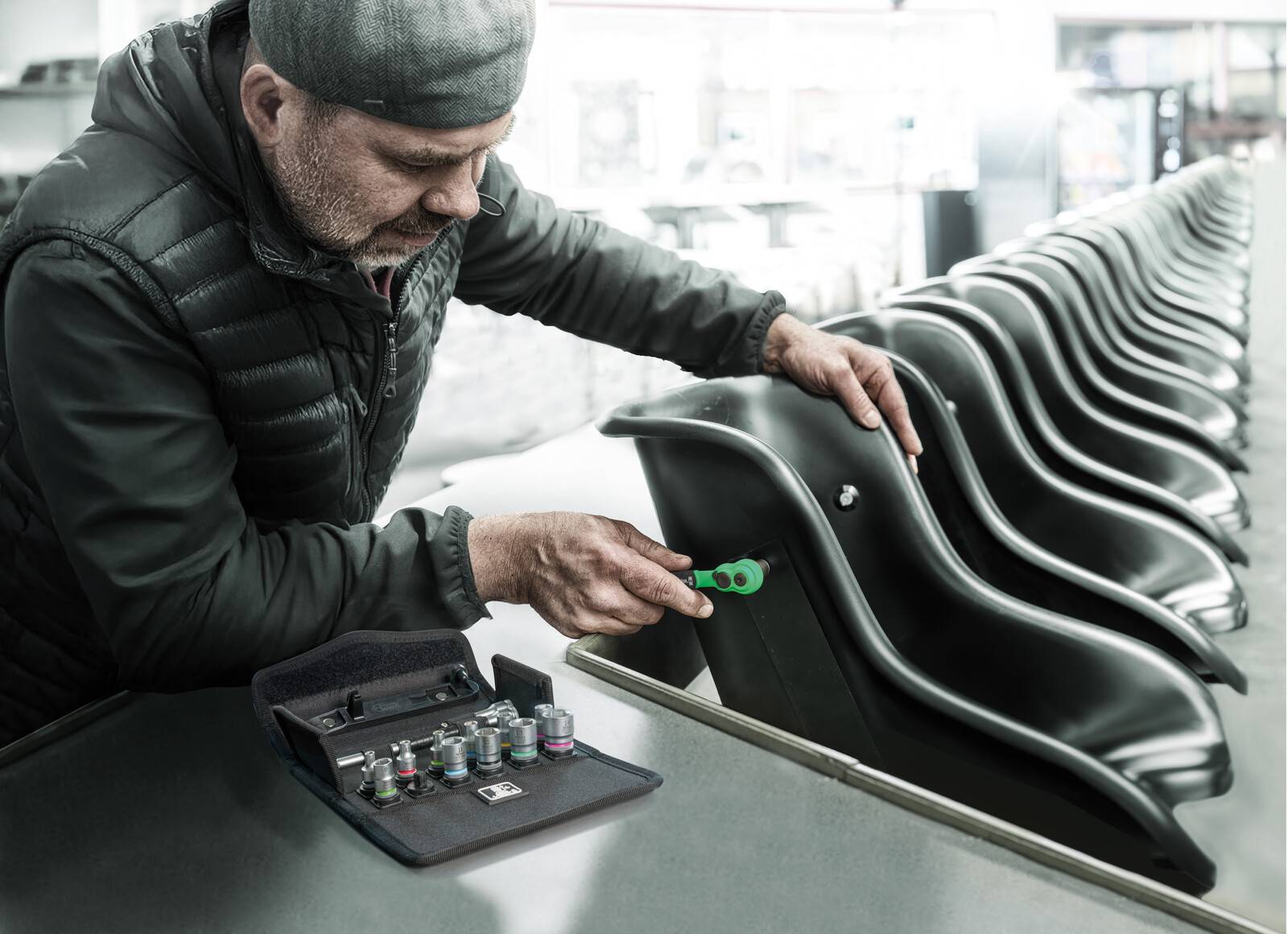 Wera 8100 SA 13 Zyklop Comfort Knarrensatz Umschalthebel 1/4"-Antrieb metrisch