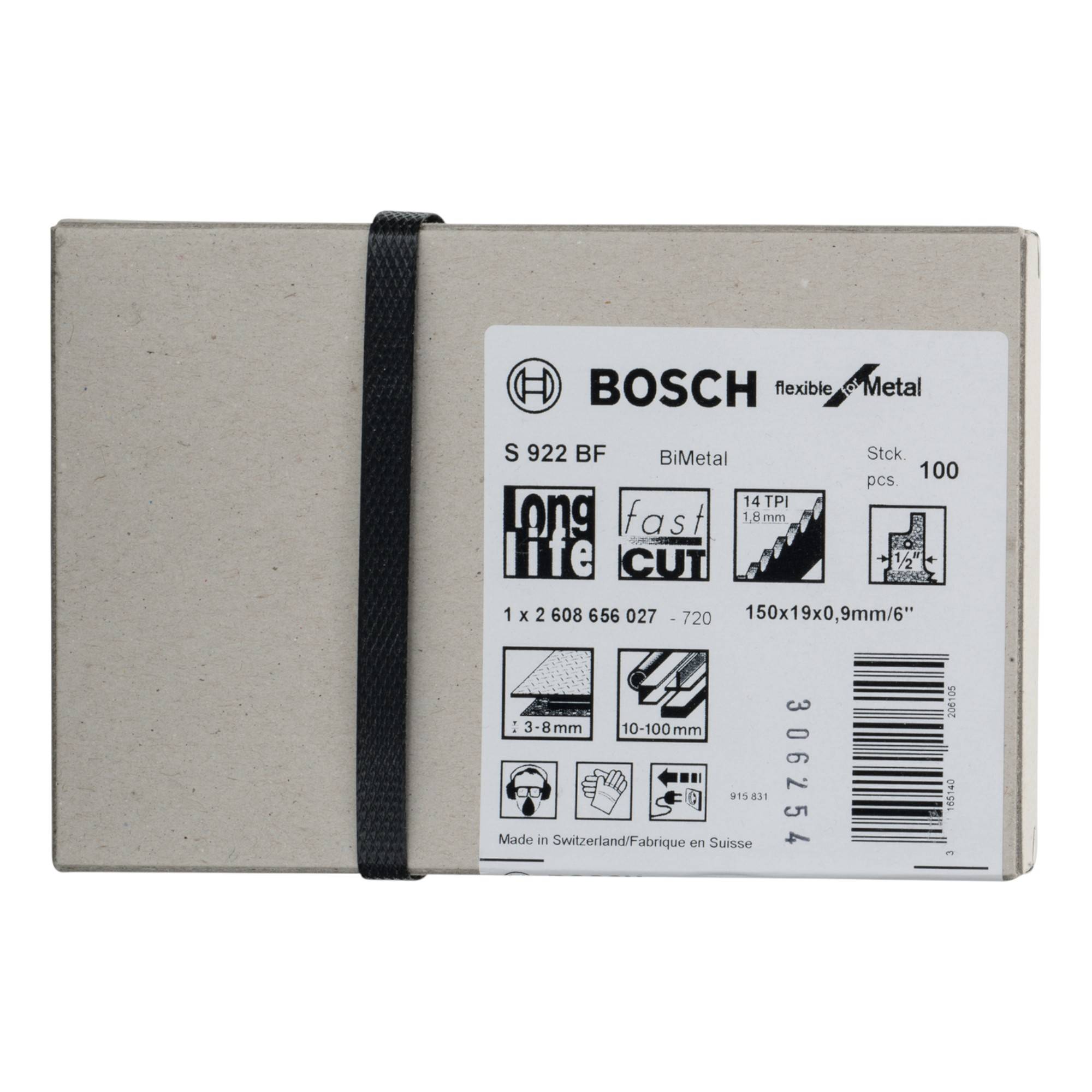 Bosch Professional S 922 BF Flexible for Metal Säbelsägeblatt BIM 100 Stk. ( 2608656027 ) 150 mm für Metall