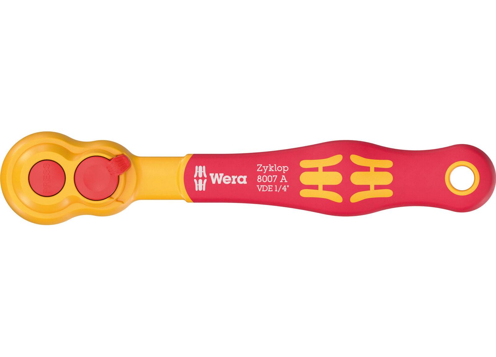 Wera 8007 A VDE Zyklop Knarre isoliert mit Umschalthebel 1/4"-Antrieb