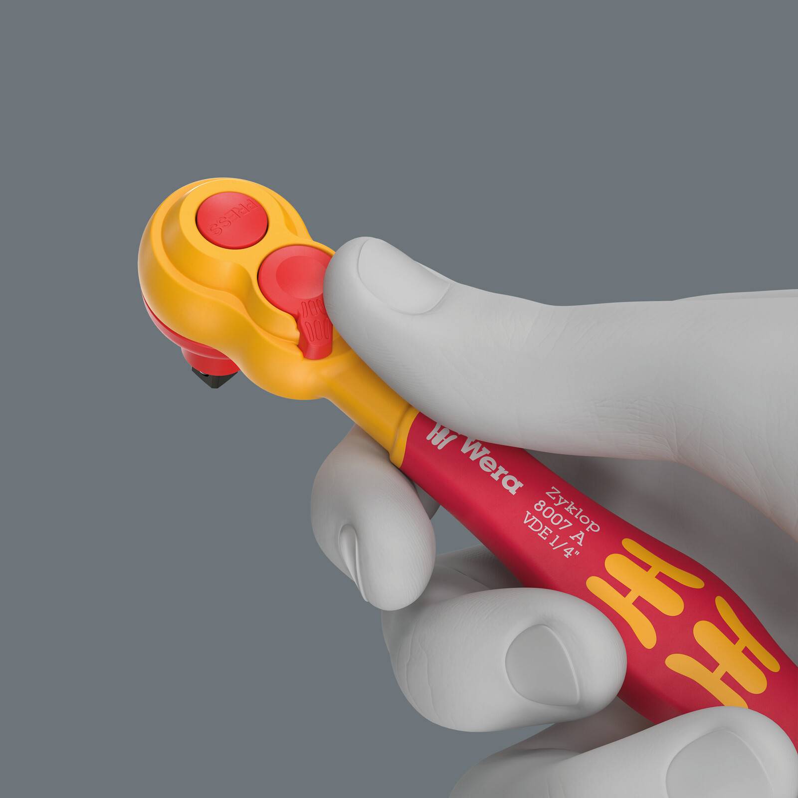 Wera 8007 A VDE Zyklop Knarre isoliert mit Umschalthebel 1/4"-Antrieb