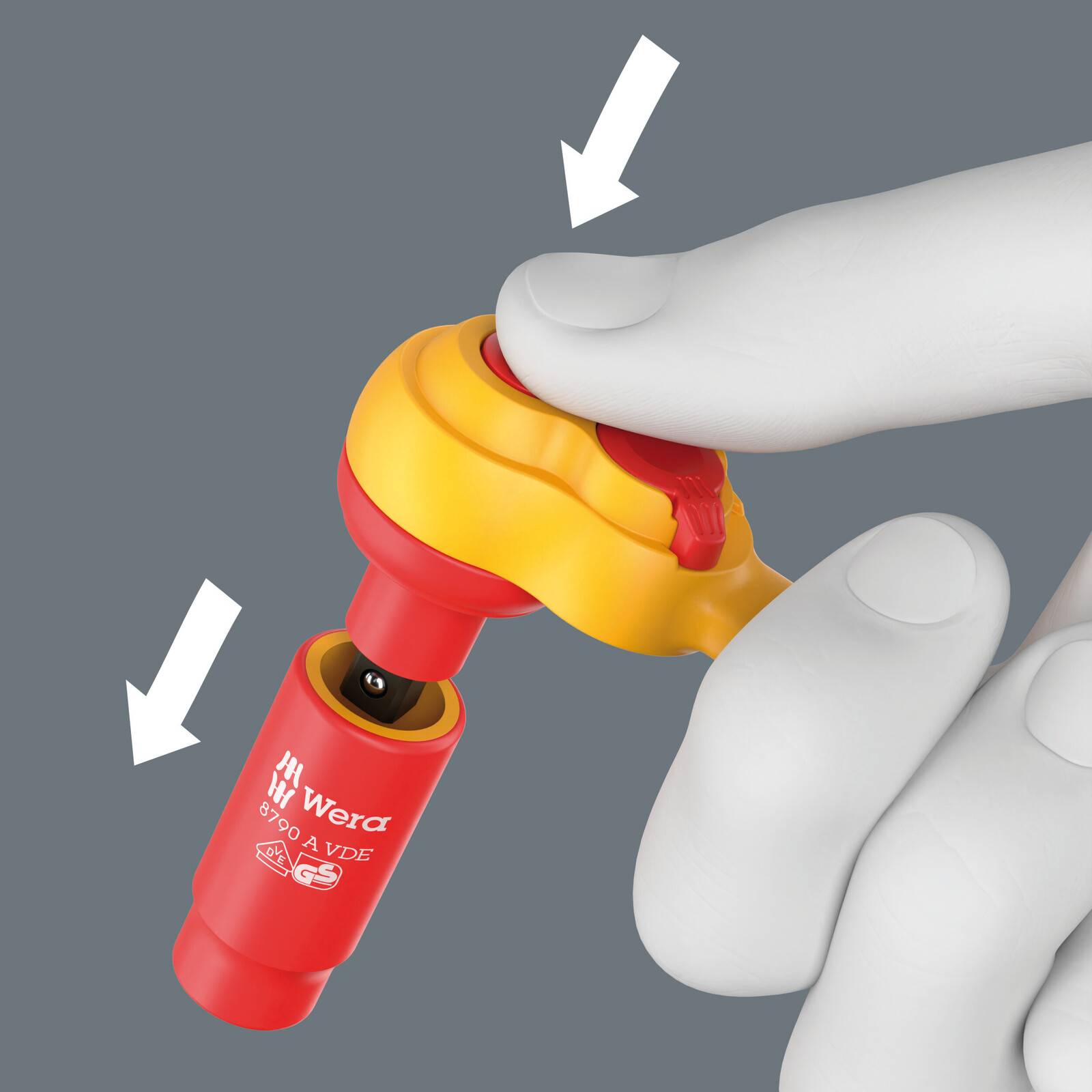 Wera 8007 A VDE Zyklop Knarre isoliert mit Umschalthebel 1/4"-Antrieb