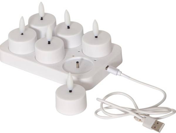 061-04 LED Teelichter 6St.m.Ladestation