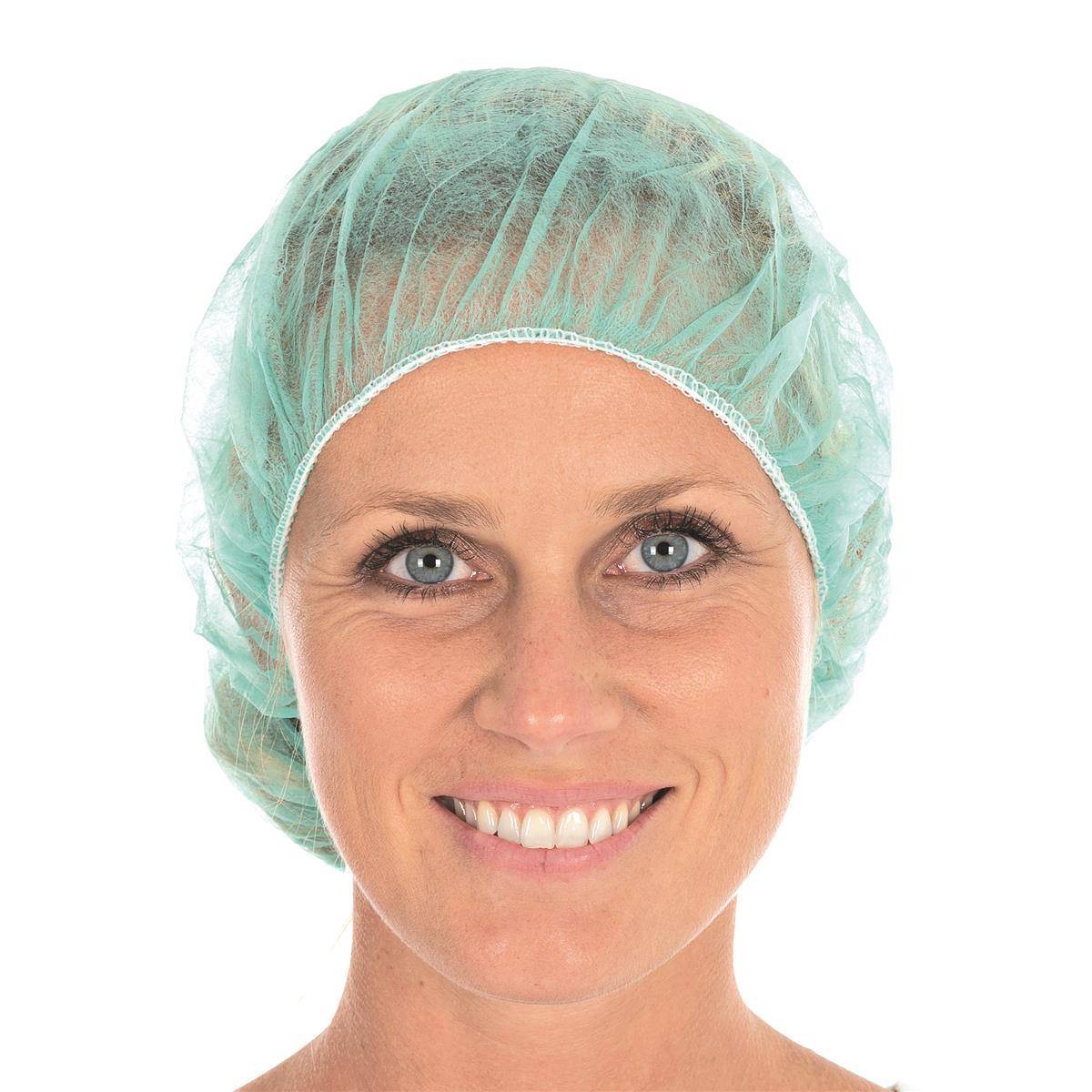 10x Hygostar 1266 Baretthauben Bettina grün ø 53 cm PP Spenderbox