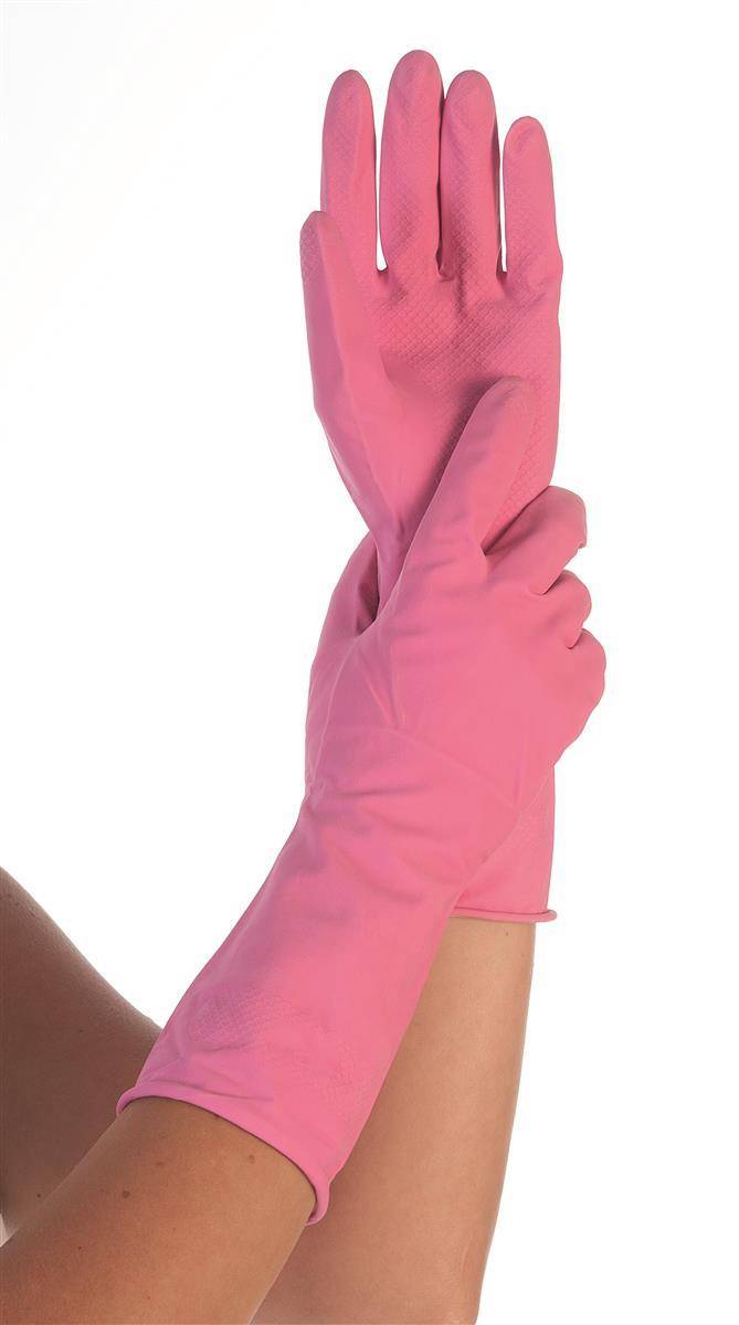 12x Hygostar 25905 Haushaltshandschuhe Bettina pink Gr. 10/XL Latex beflockt