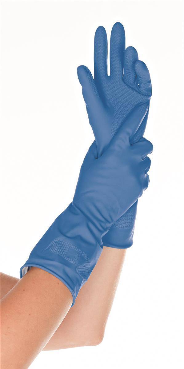 12x Hygostar 25906 Haushaltshandschuhe Bettina blau Gr. 10/XL Latex beflockt