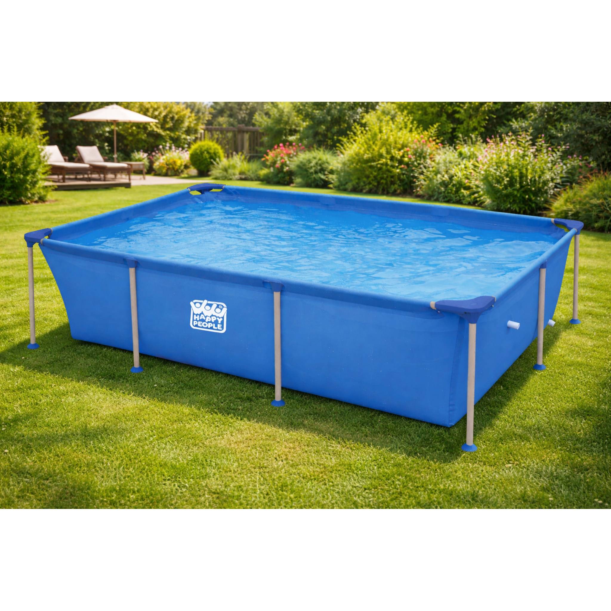 Happy People Stahlrahmenpool 258x179x66cm rechteckig Gartenpool Framepool 77517
