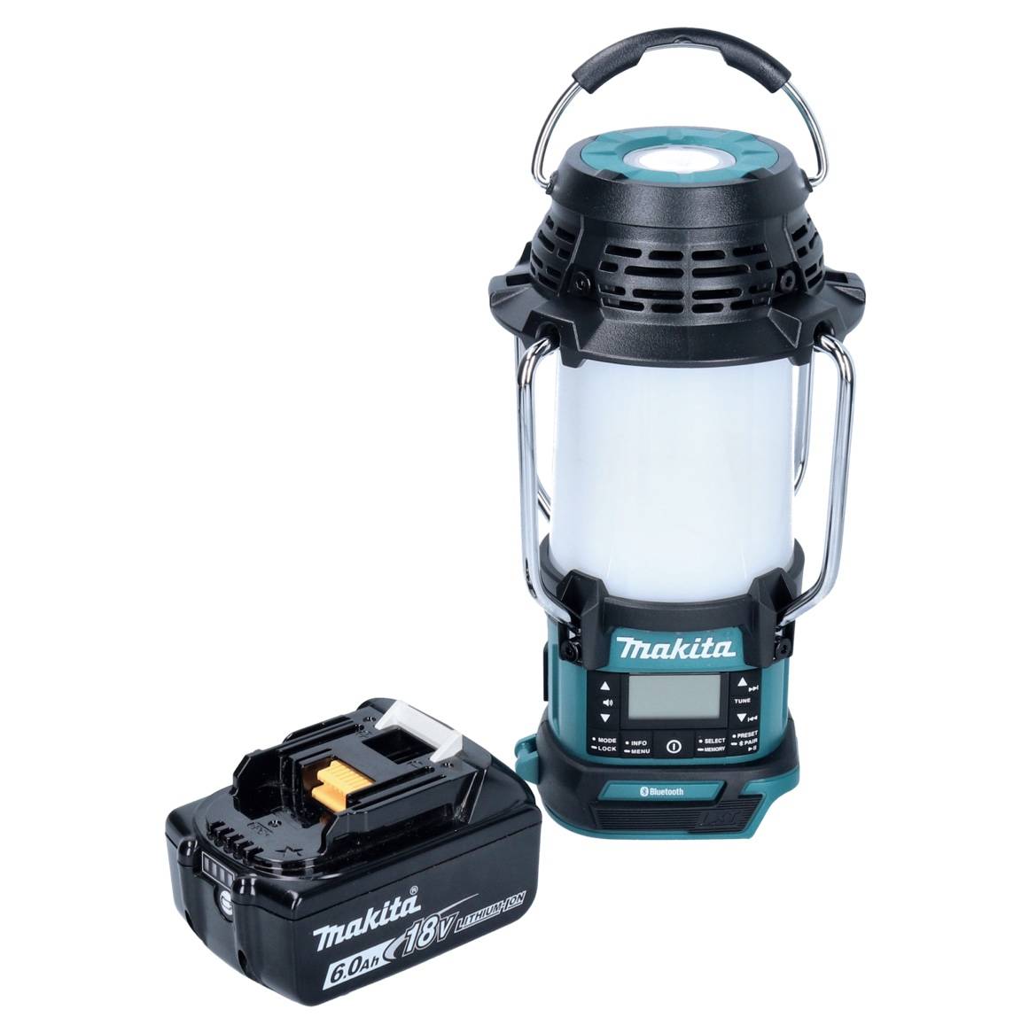 Makita DMR 056 G1 Akku Radio 18 V FM DAB+ mit Laterne 360° Taschenlampe IP65 + 1x Akku 6,0 Ah - ohne Ladegerät