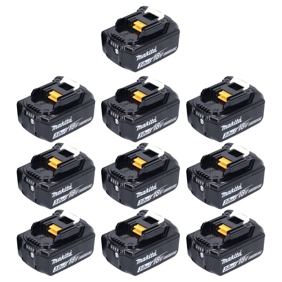 Makita Akku Set 10x BL 1830 B 18 V 3,0 Ah / 3000 mAh Li-Ion ( 10x 197599-5 ) mit LED Anzeige - original, kein Nachbau