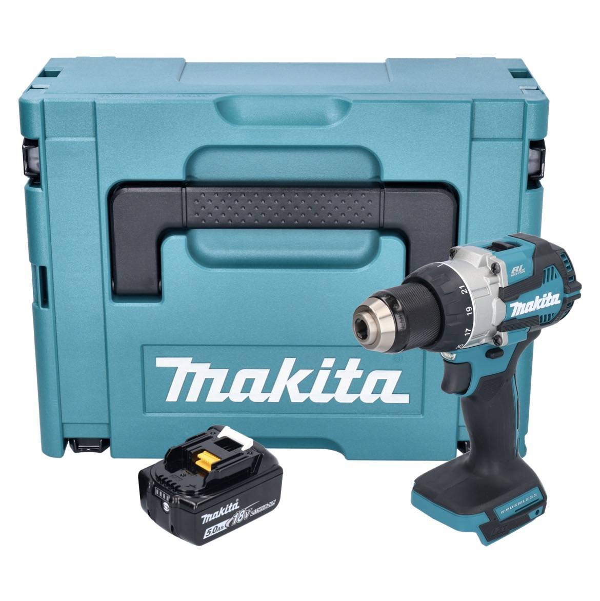 Makita DDF 489 T1J Akku Bohrschrauber 18 V 73 Nm Brushless + 1x Akku 5,0 Ah + Makpac - ohne Ladegerät