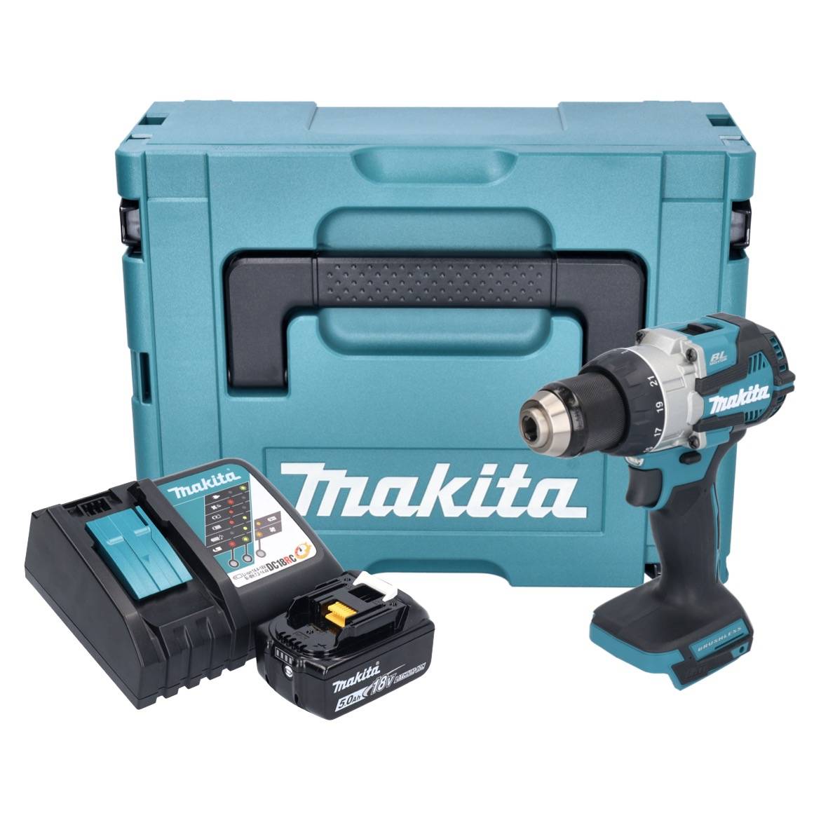 Makita DDF 489 RT1J Akku Bohrschrauber 18 V 73 Nm Brushless + 1x Akku 5,0 Ah + Ladegerät + Makpac