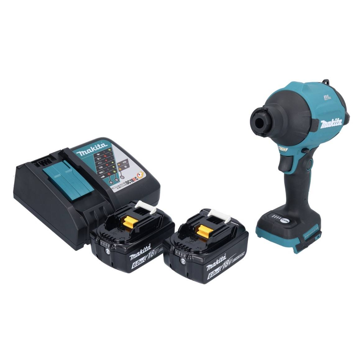 Makita DAS 180 RG Akku Gebläse 18 V Brushless + 2x Akku 6,0 Ah + Ladegerät