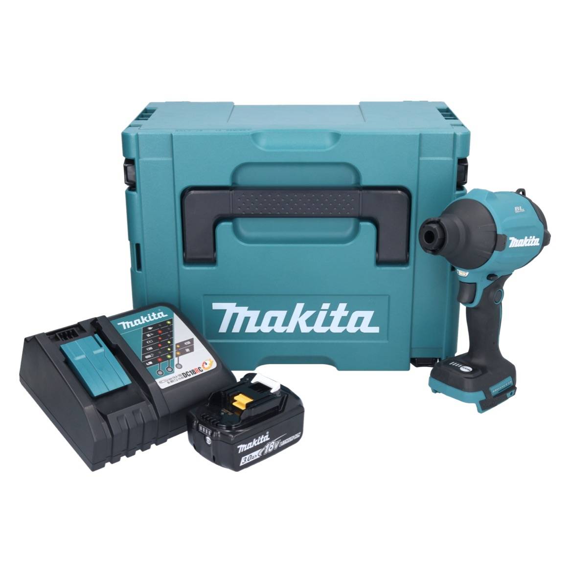 Makita DAS 180 RF1J Akku Gebläse 18 V Brushless + 1x Akku 3,0 Ah + Ladegerät + Makpac