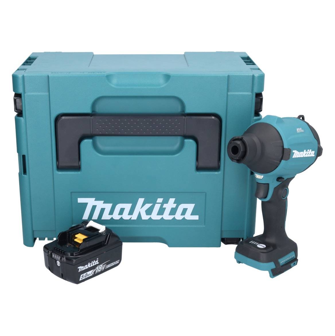 Makita DAS 180 T1J Akku Gebläse 18 V Brushless + 1x Akku 5,0 Ah + Makpac - ohne Ladegerät