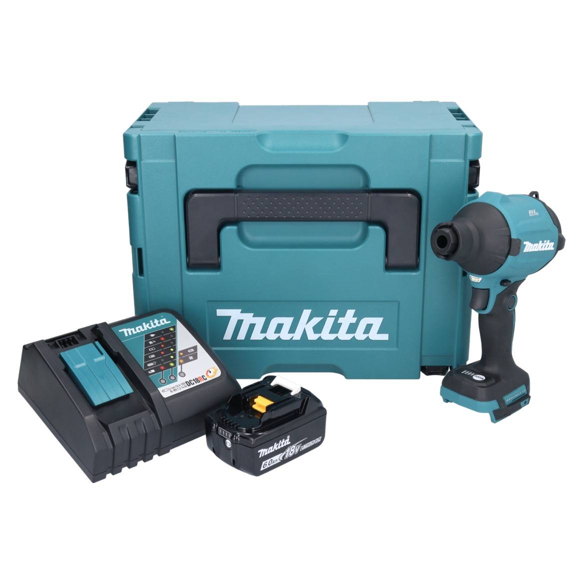 Makita DAS 180 RG1J Akku Gebläse 18 V Brushless + 1x Akku 6,0 Ah + Ladegerät + Makpac