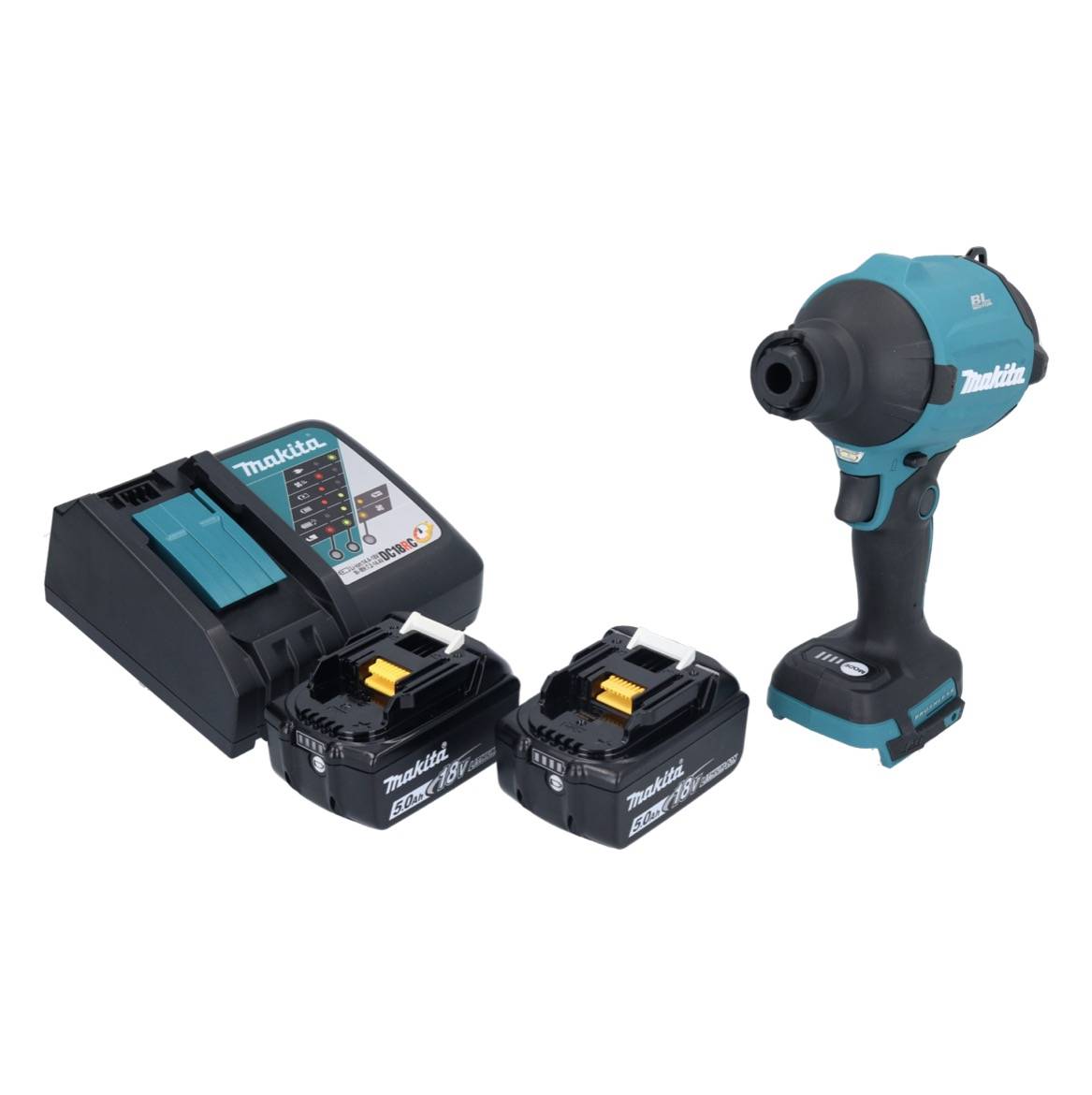 Makita DAS 180 RT Akku Gebläse 18 V Brushless + 2x Akku 5,0 Ah + Ladegerät