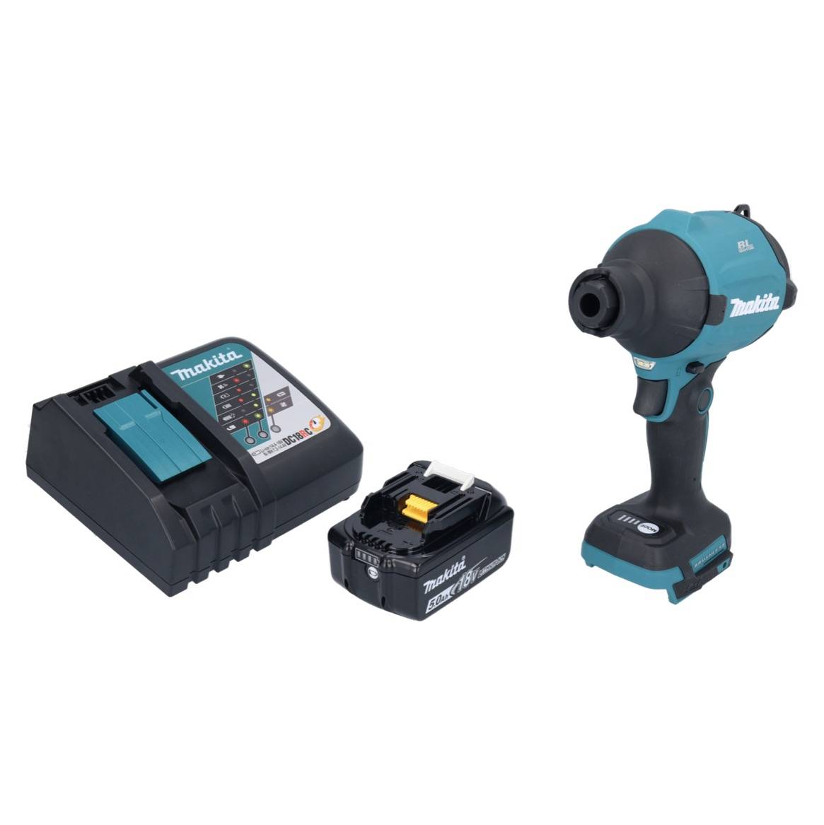 Makita DAS 180 RT1 Akku Gebläse 18 V Brushless + 1x Akku 5,0 Ah + Ladegerät
