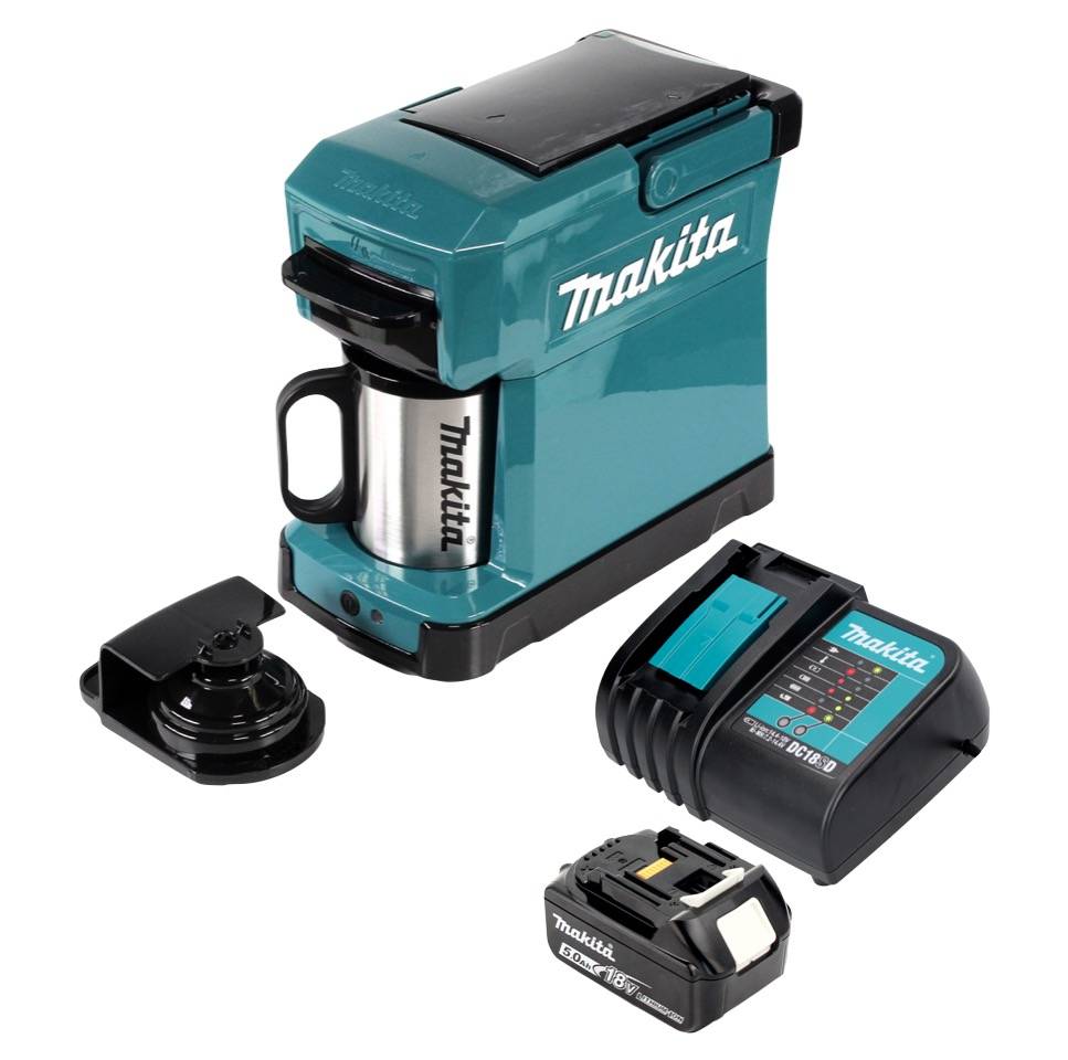 Makita DCM 501 RT Kaffeemaschine Akku betrieben, tragbar + 1x 5,0 Ah Akku & Ladegerät